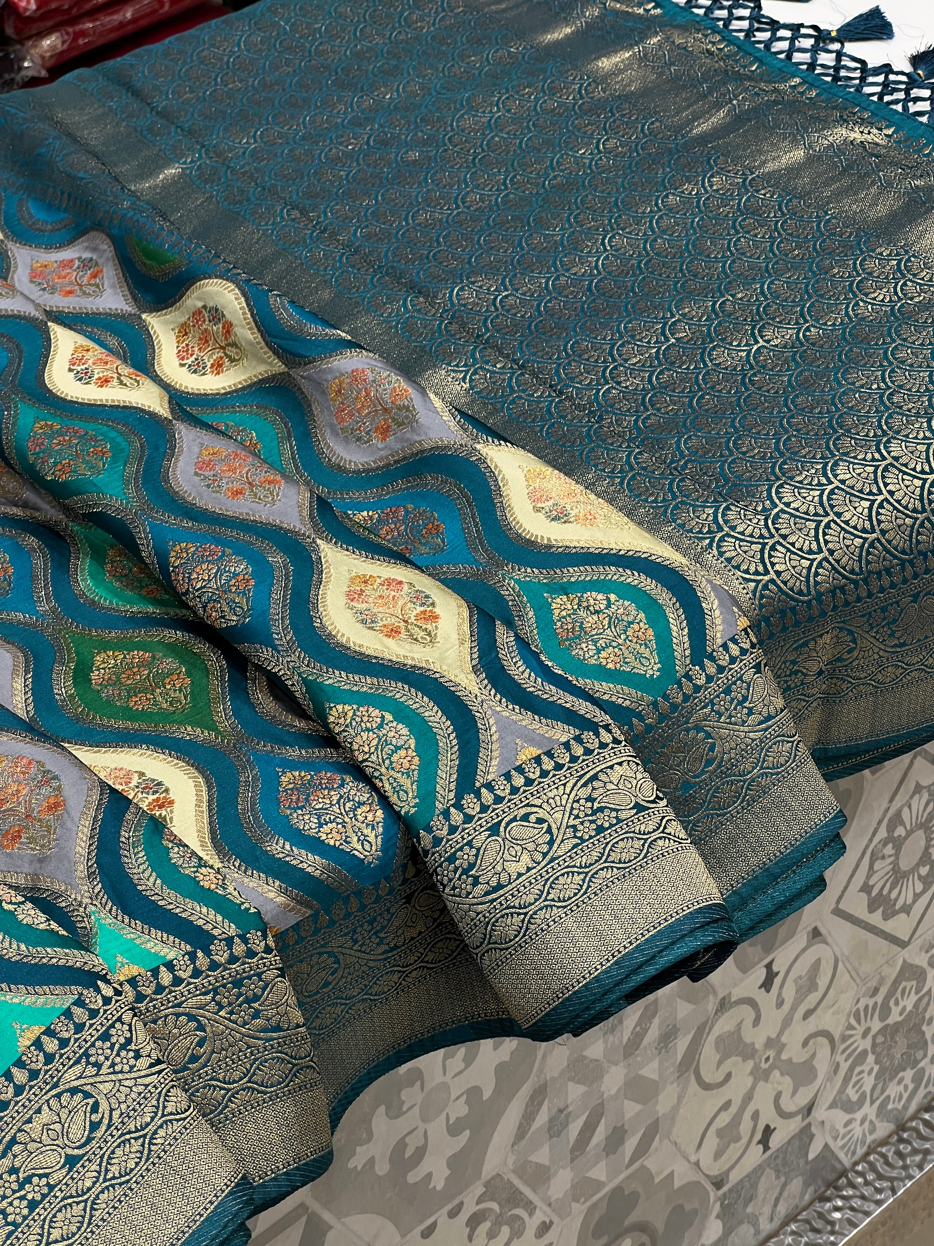 Blue Modal Satin Banarasi Rangkat Saree