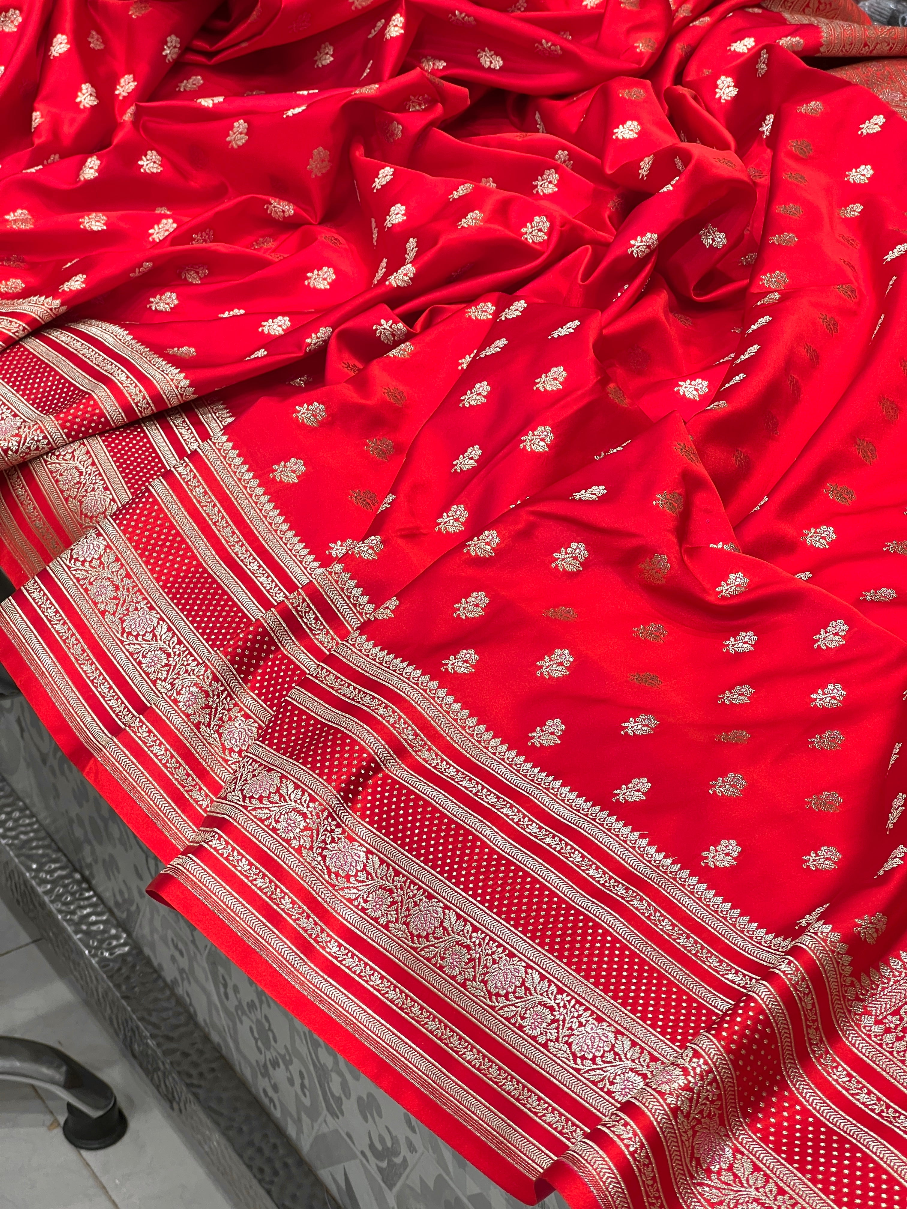 Red Banarasi Silk Butti Saree