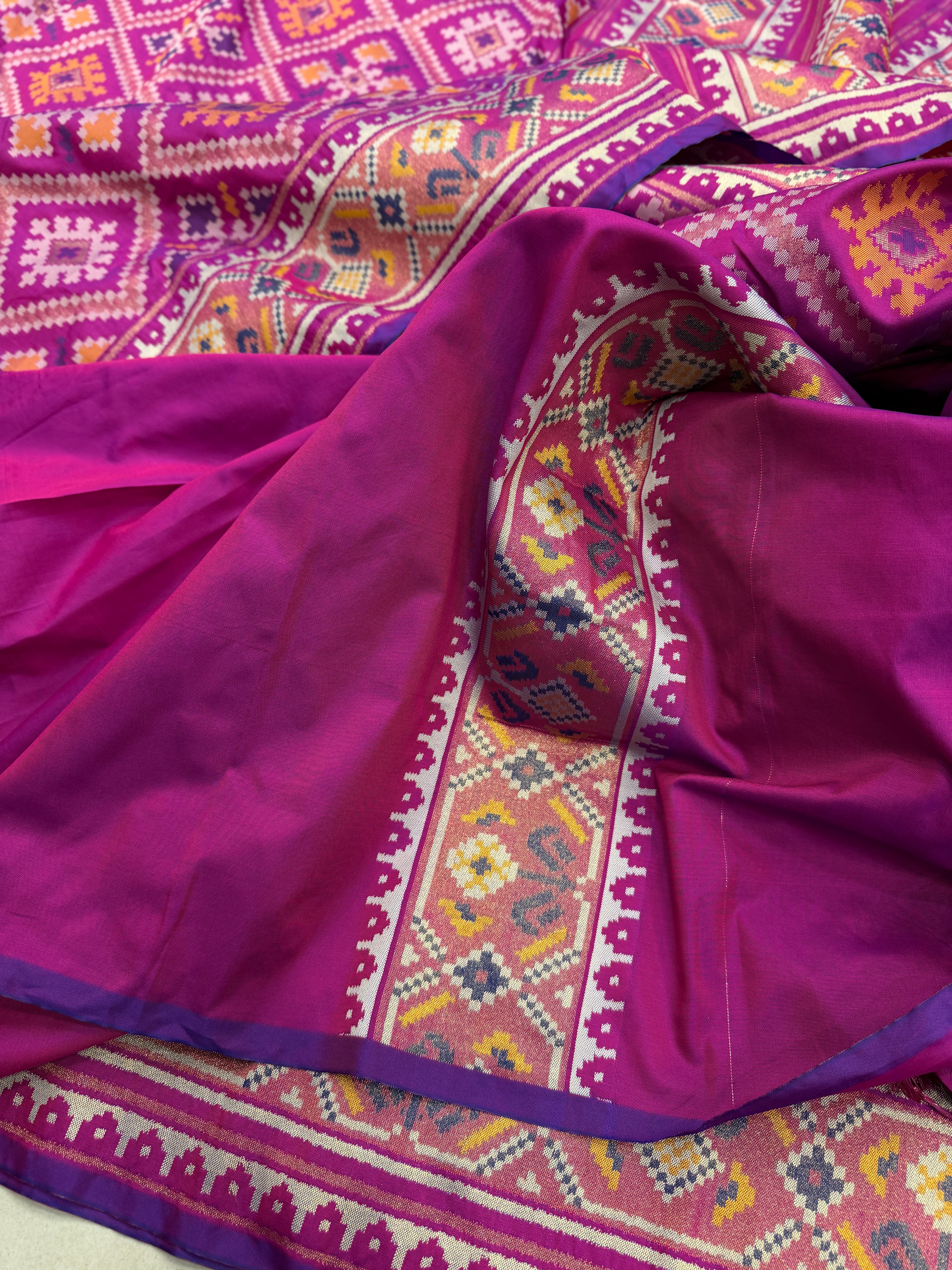 Violet Ratan Chowk Semi Silk Weaved Patan Patola Saree