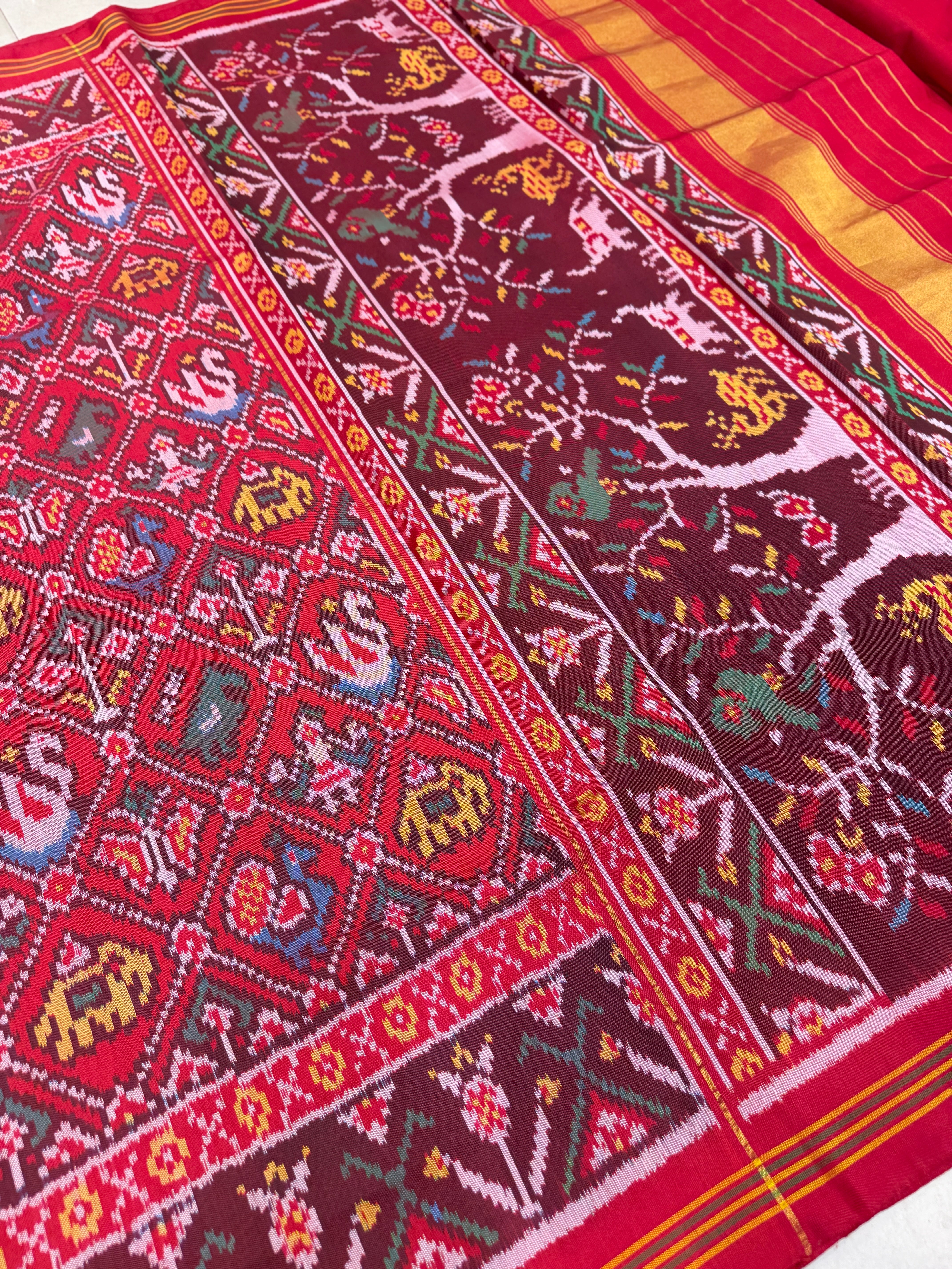 Red Narikunjar Patan Patola Handloom Saree