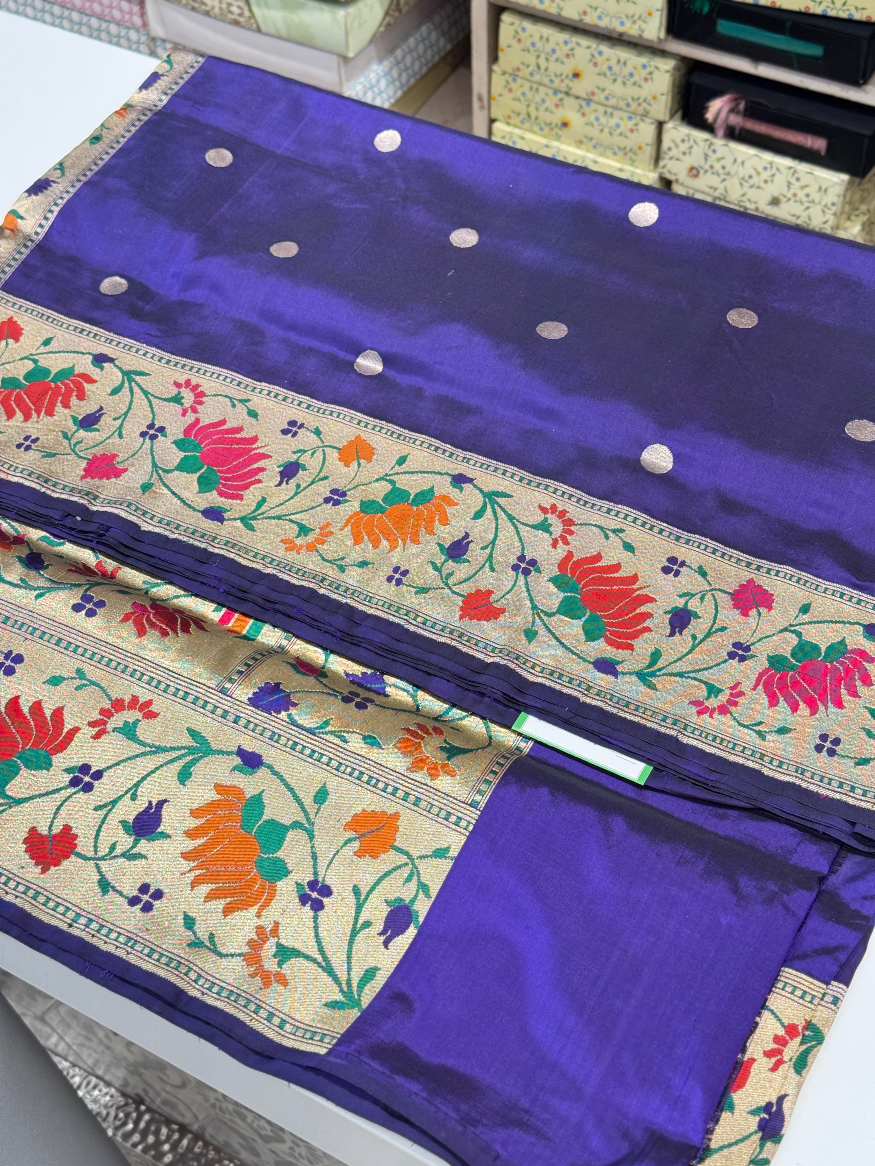 Violet Handloom Paithani Banarasi