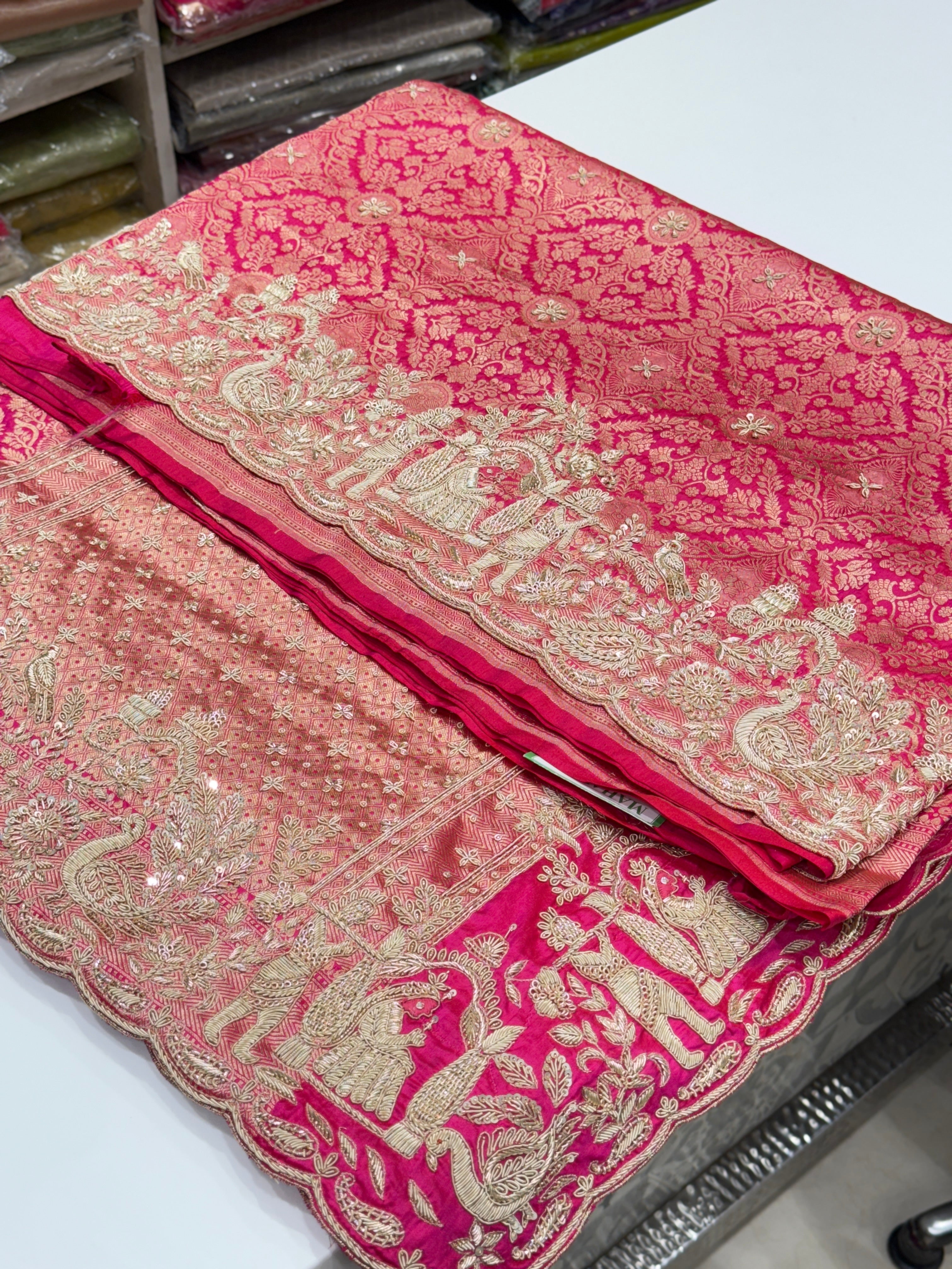 Rani Banarasi Katan Doli Edit Zardosi Saree