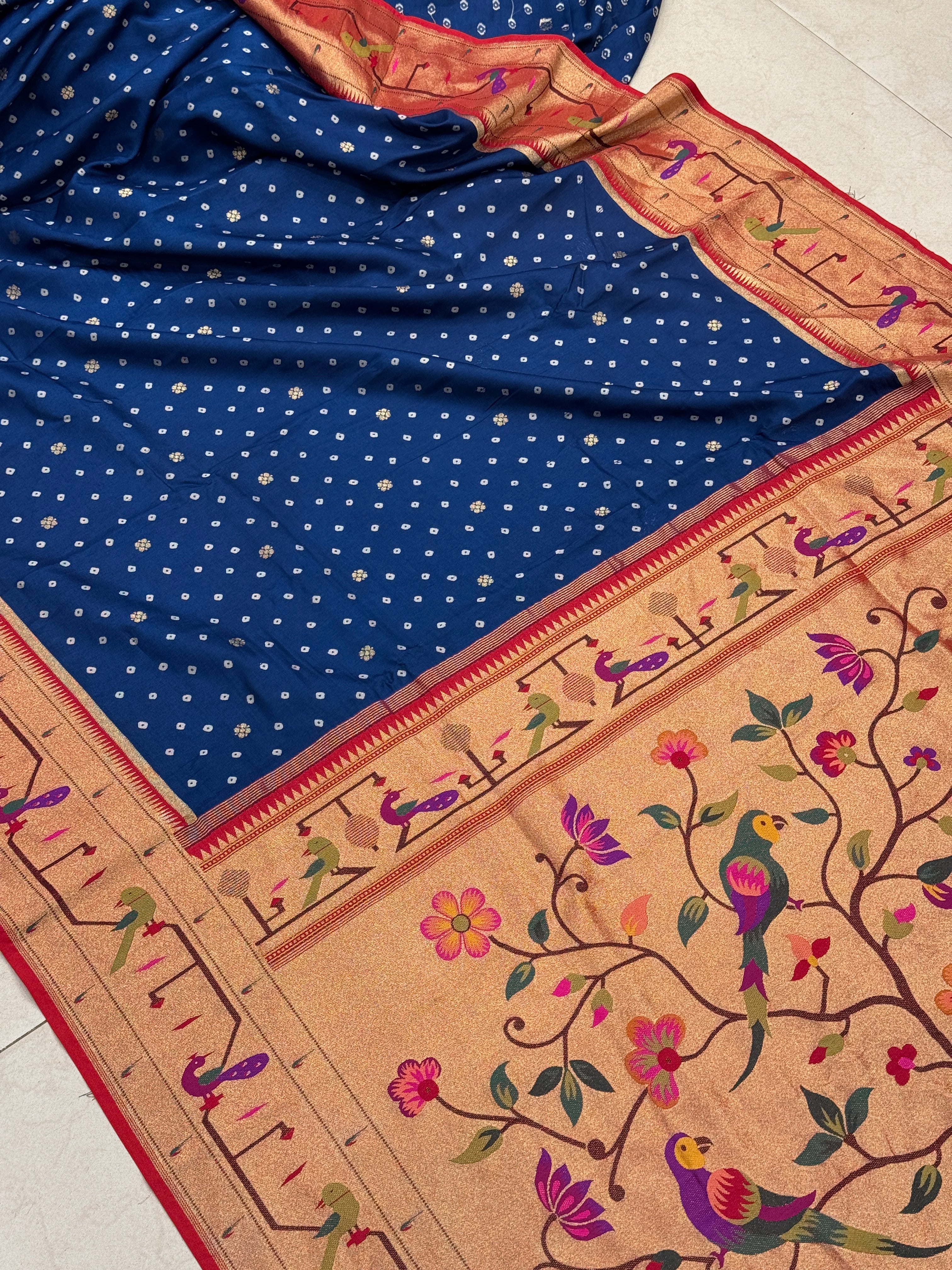 Blue Munga Paithani Saree