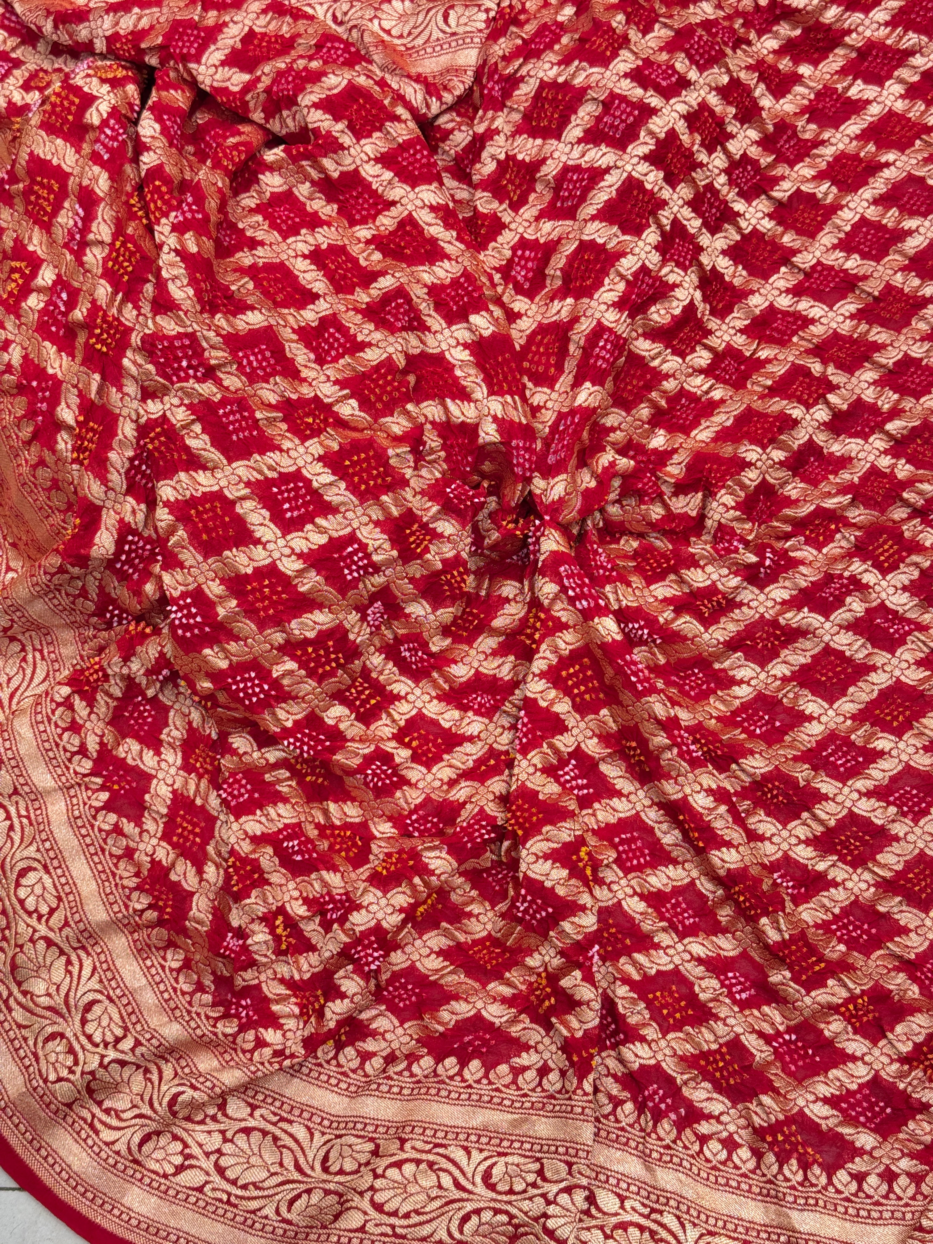 Red Bandhej Bandhini Saree