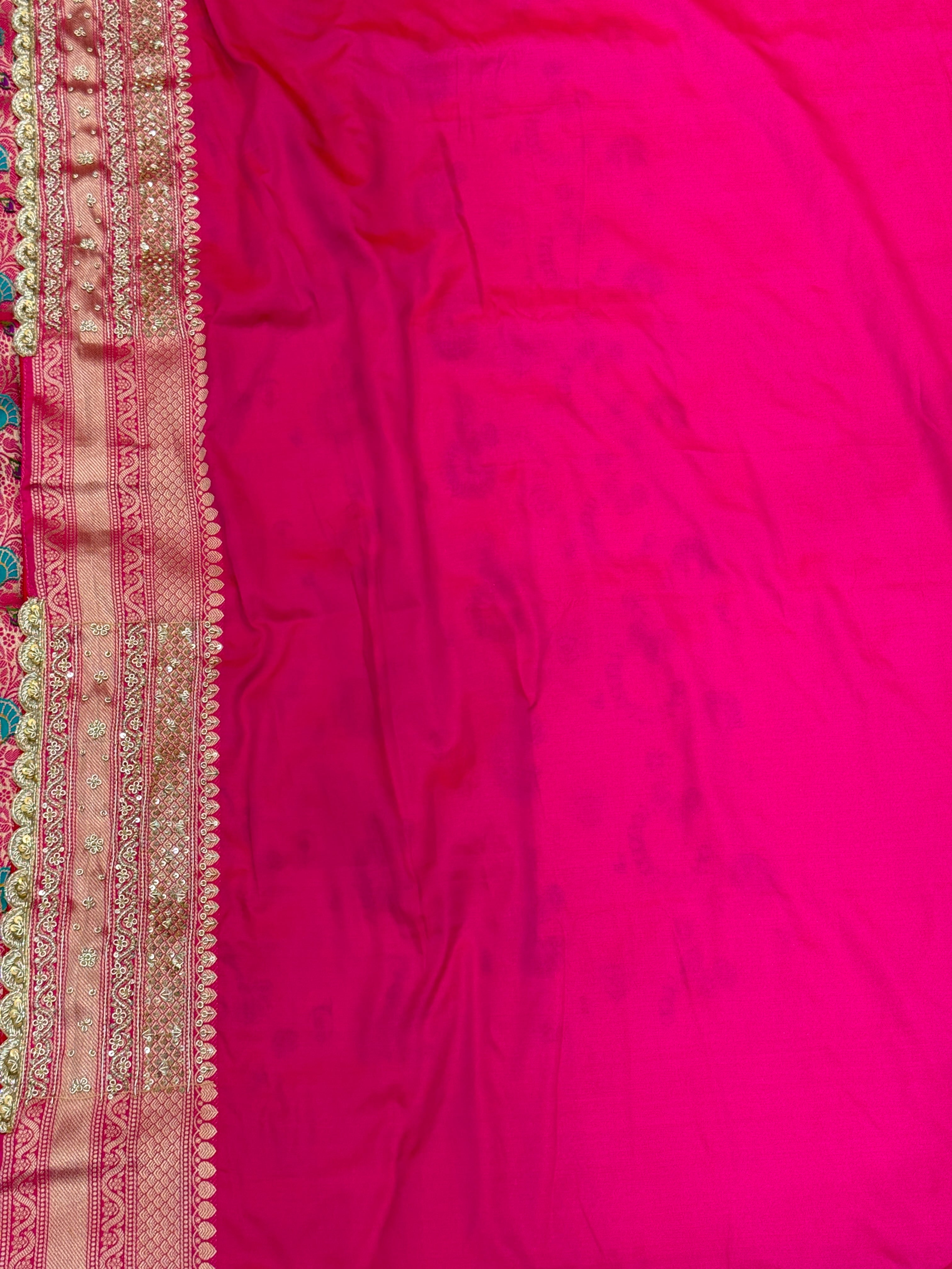 Rani Pink Banarasi Khinkhwab Zardosi Embroidery Saree