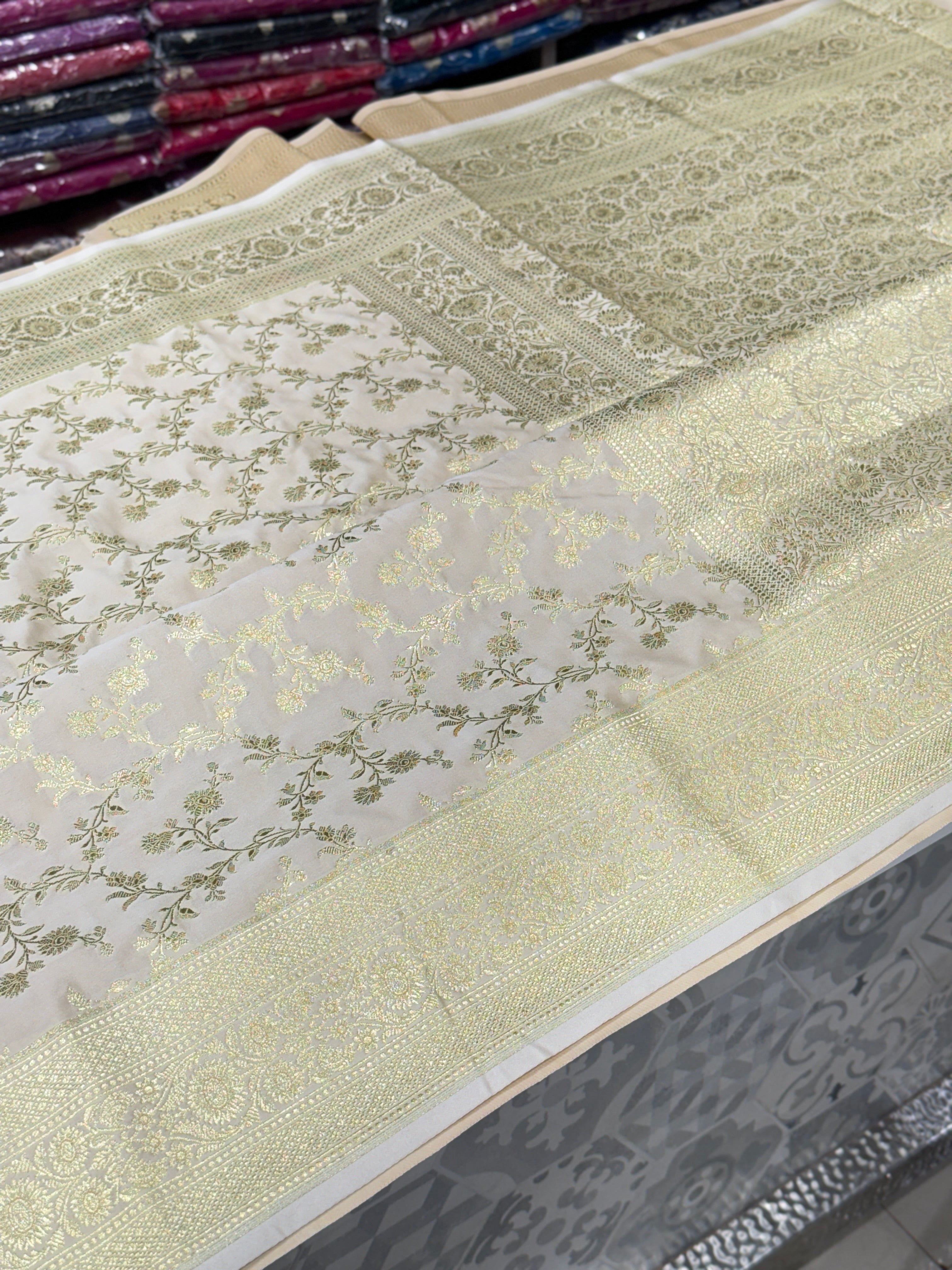 Beige Banarasi Jaal Saree