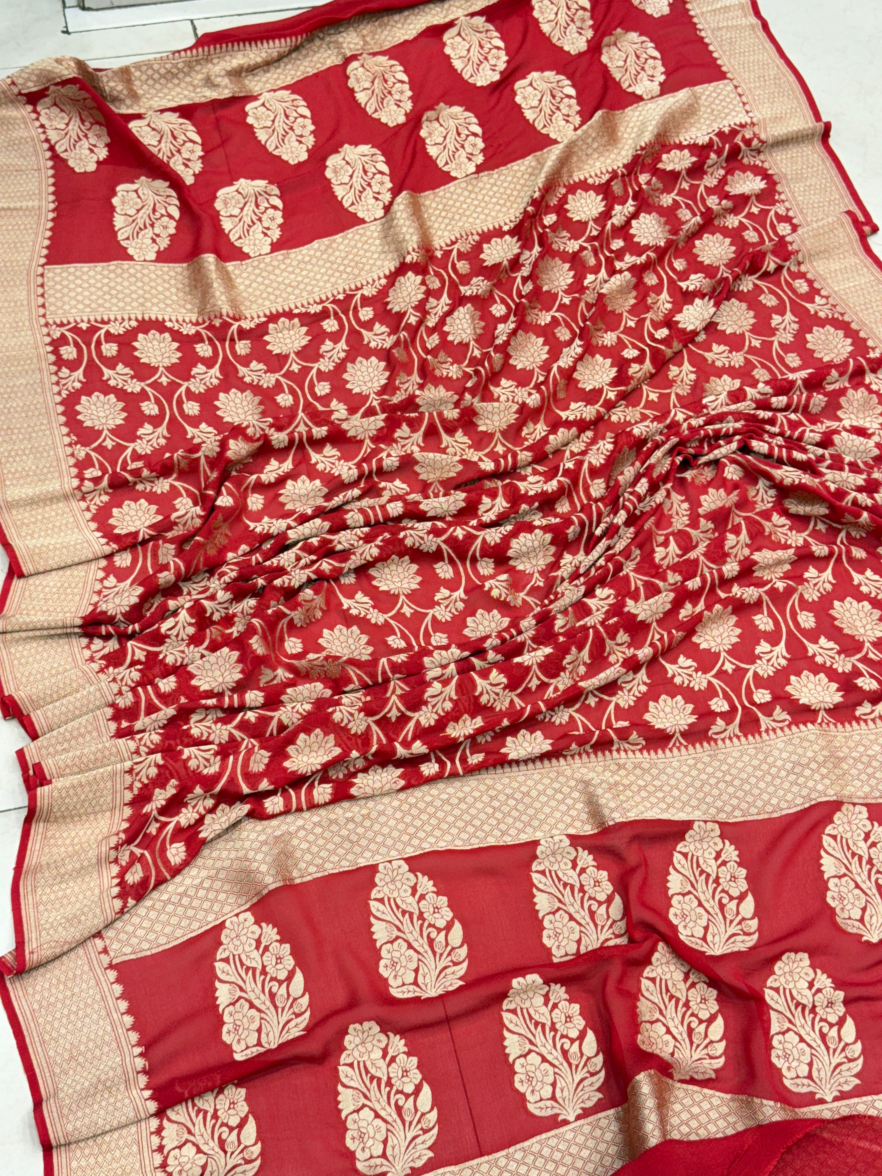 Red Khaddi Georgette Dupatta
