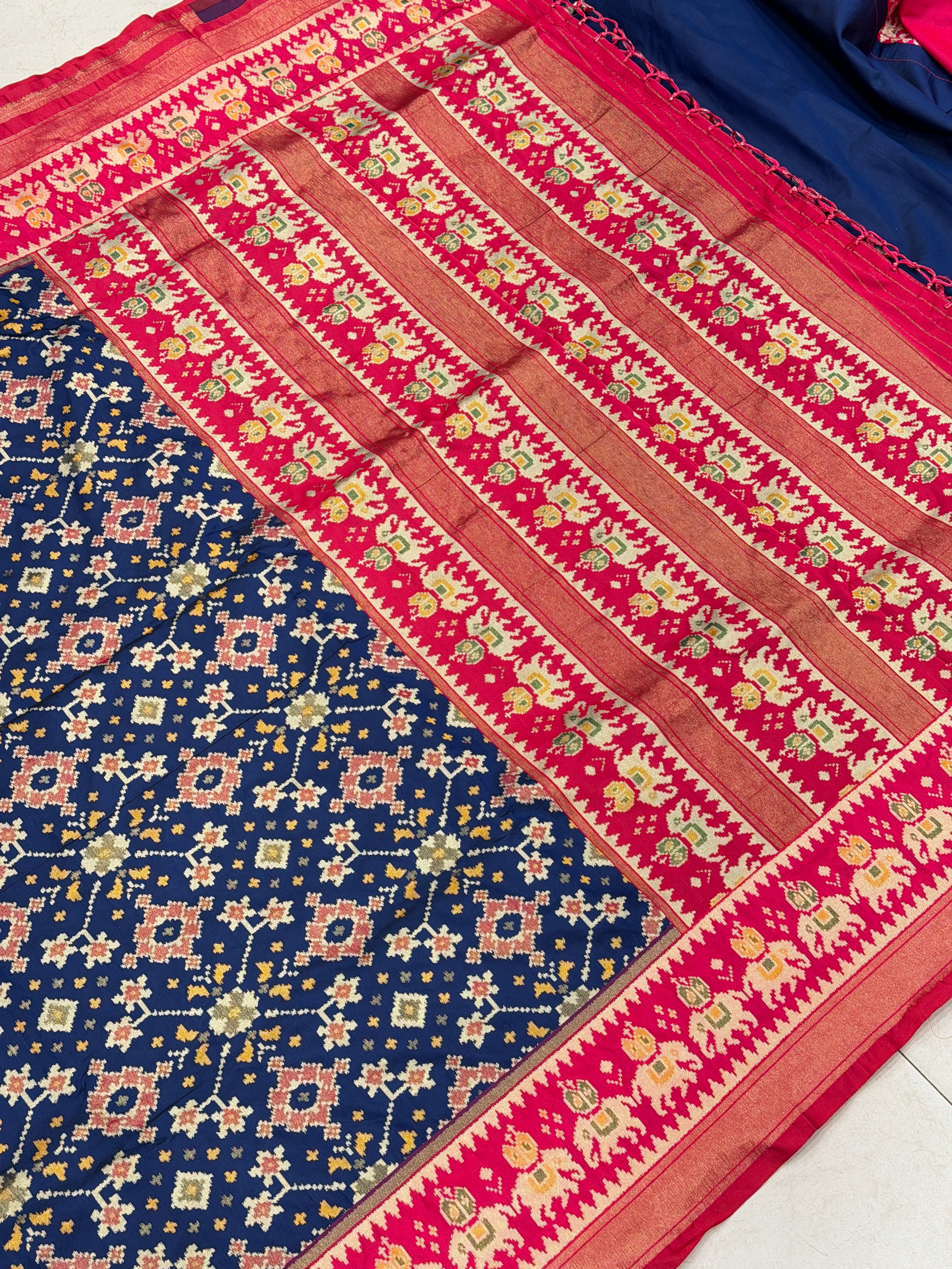 Blue Rani Semi Silk Weaved Patan Patola Saree