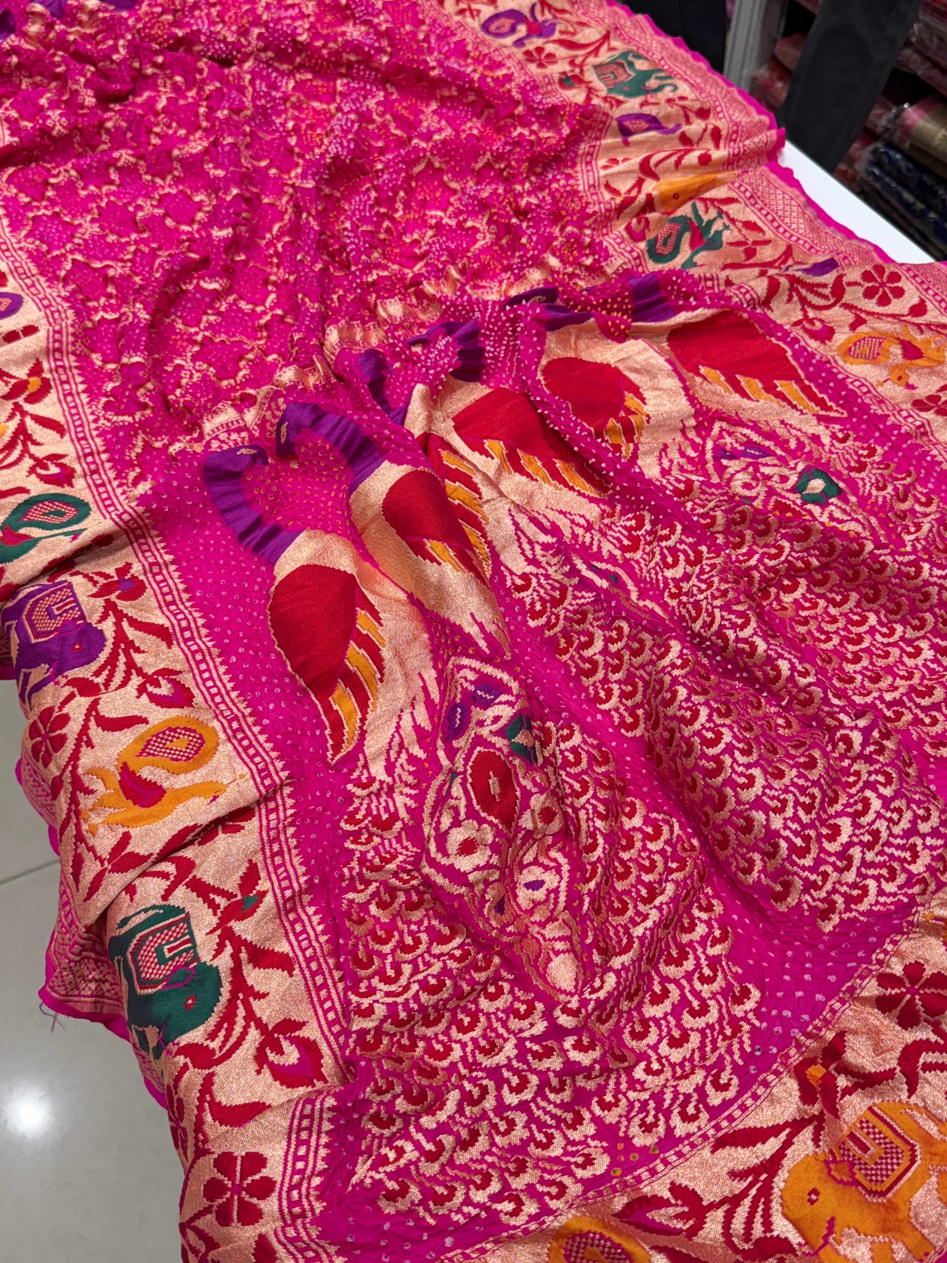 Rani Pink Bandhej Meenakari Dupatta