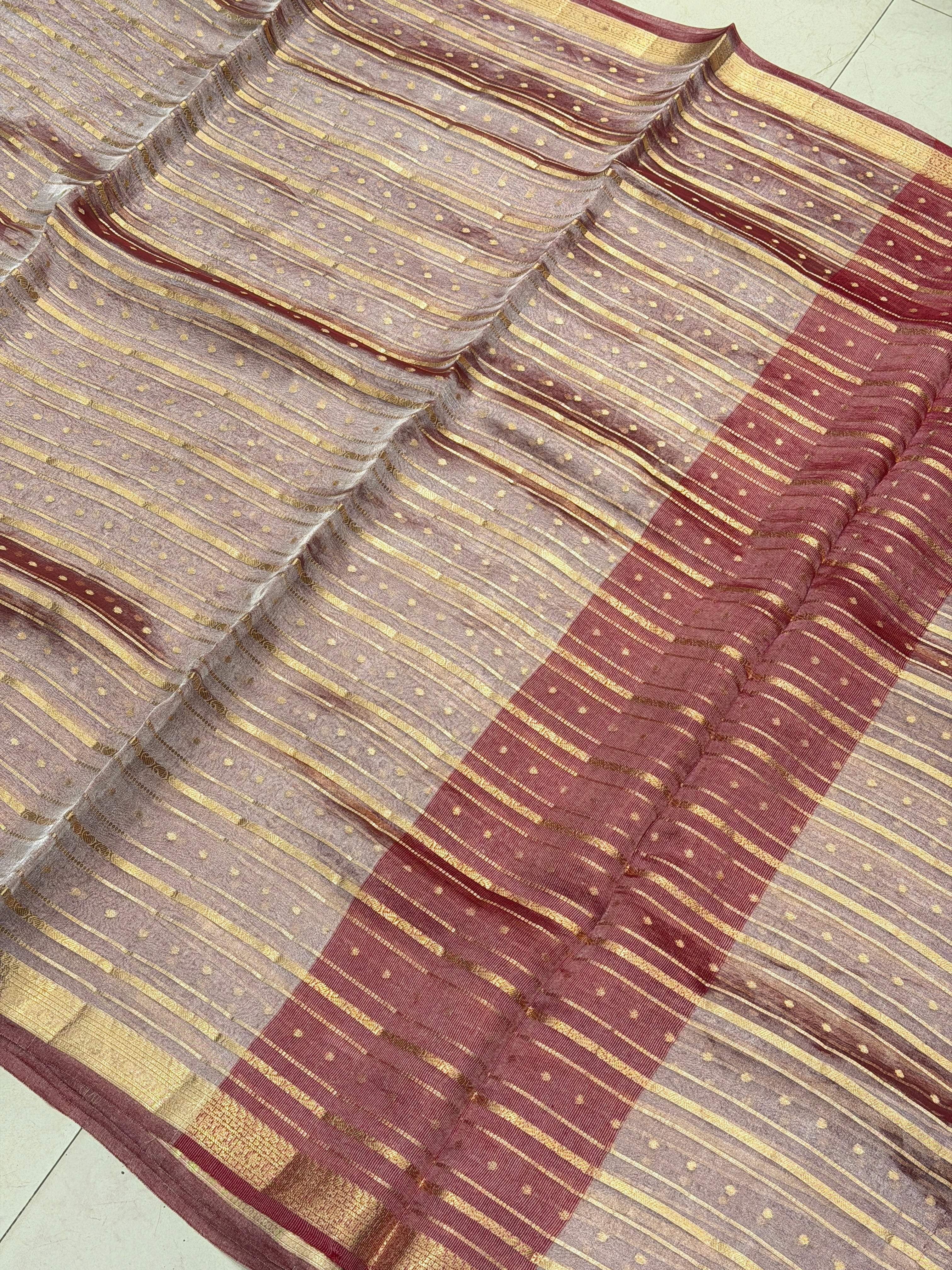 Red Contemporary Tissue Banarasi Weaved Saree