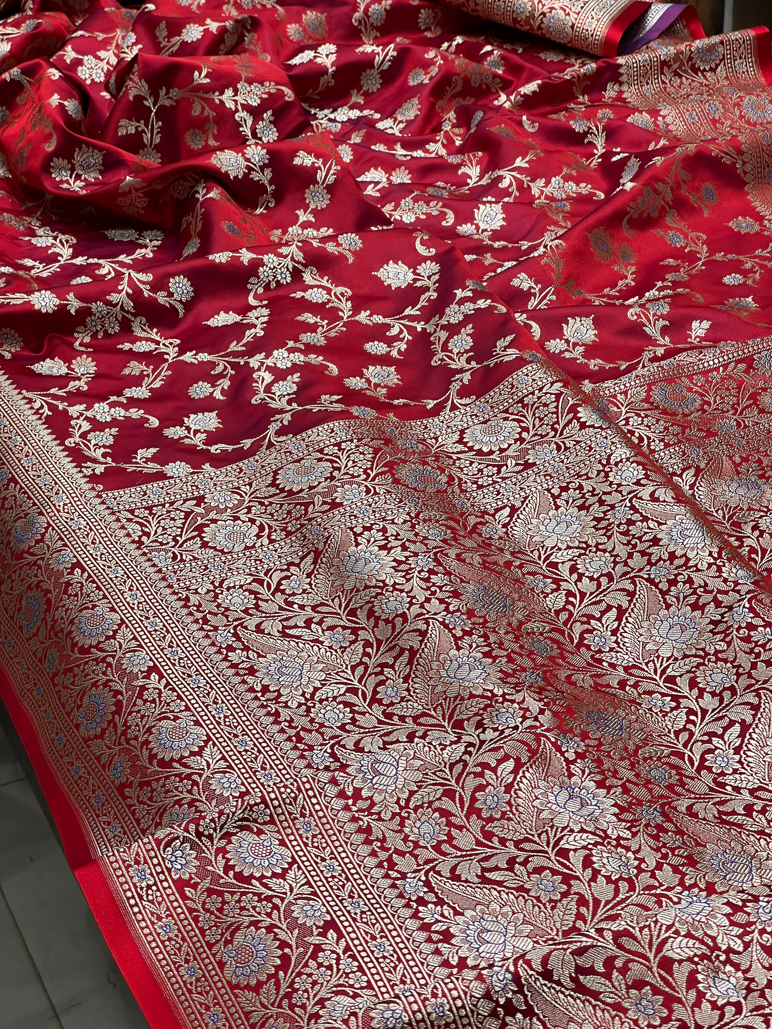 Maroon Banarasi Upside Down Border Saree