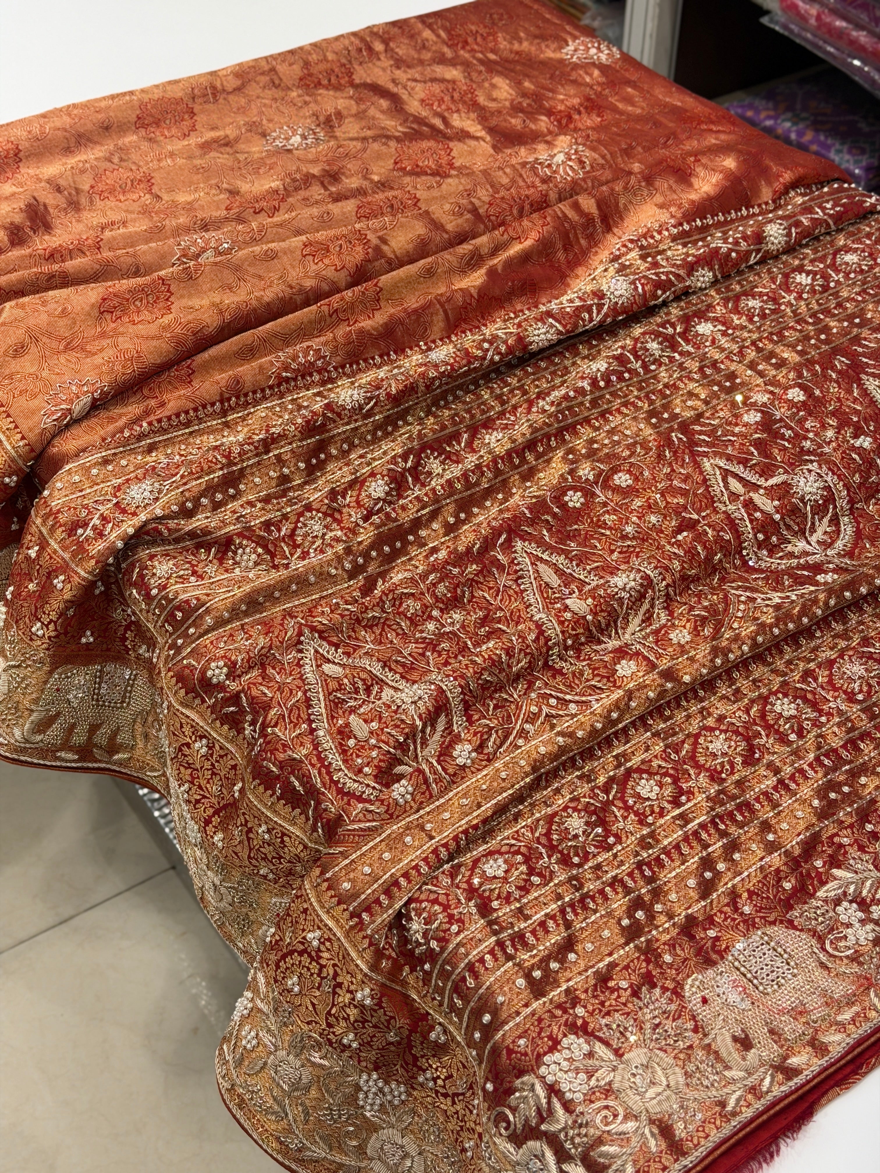 Maroon Brocade Kanjivaram Zardodi Hand Embroidery Saree