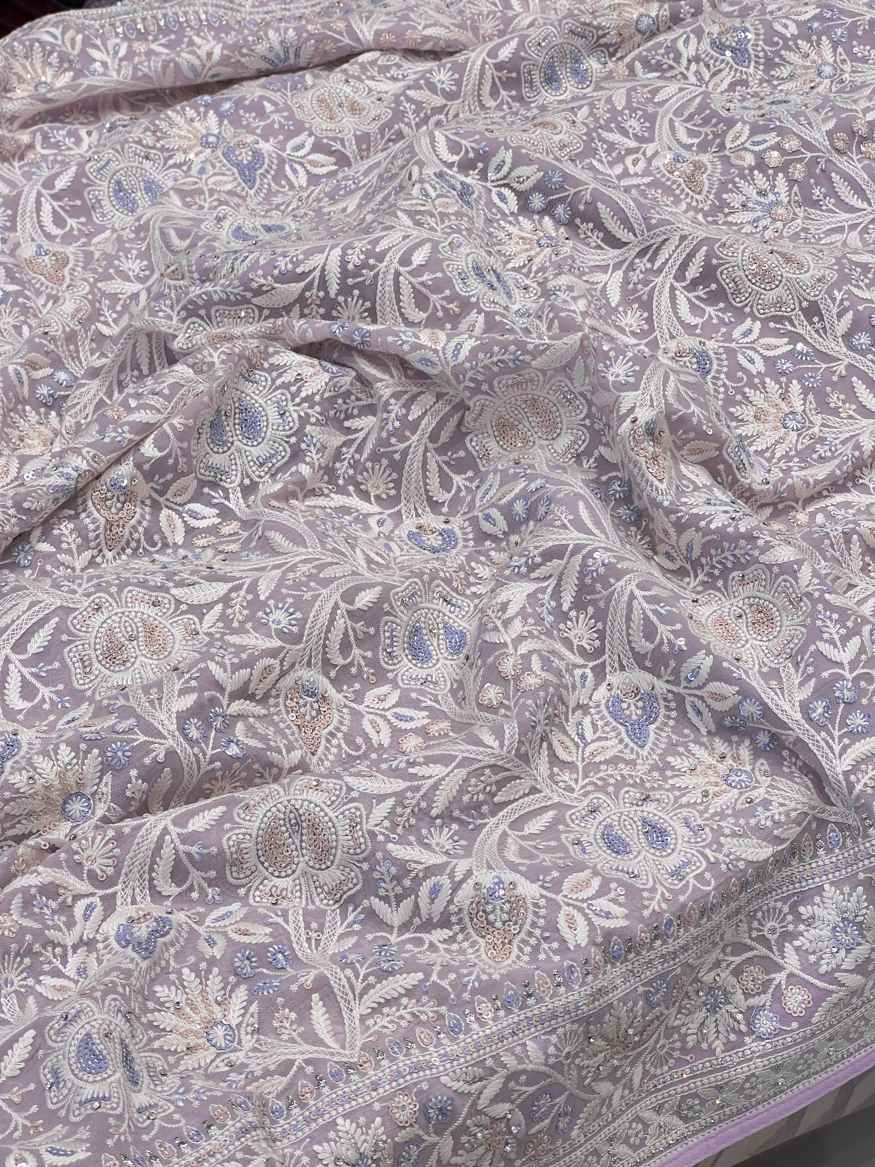 Lilac Chikankari Saree