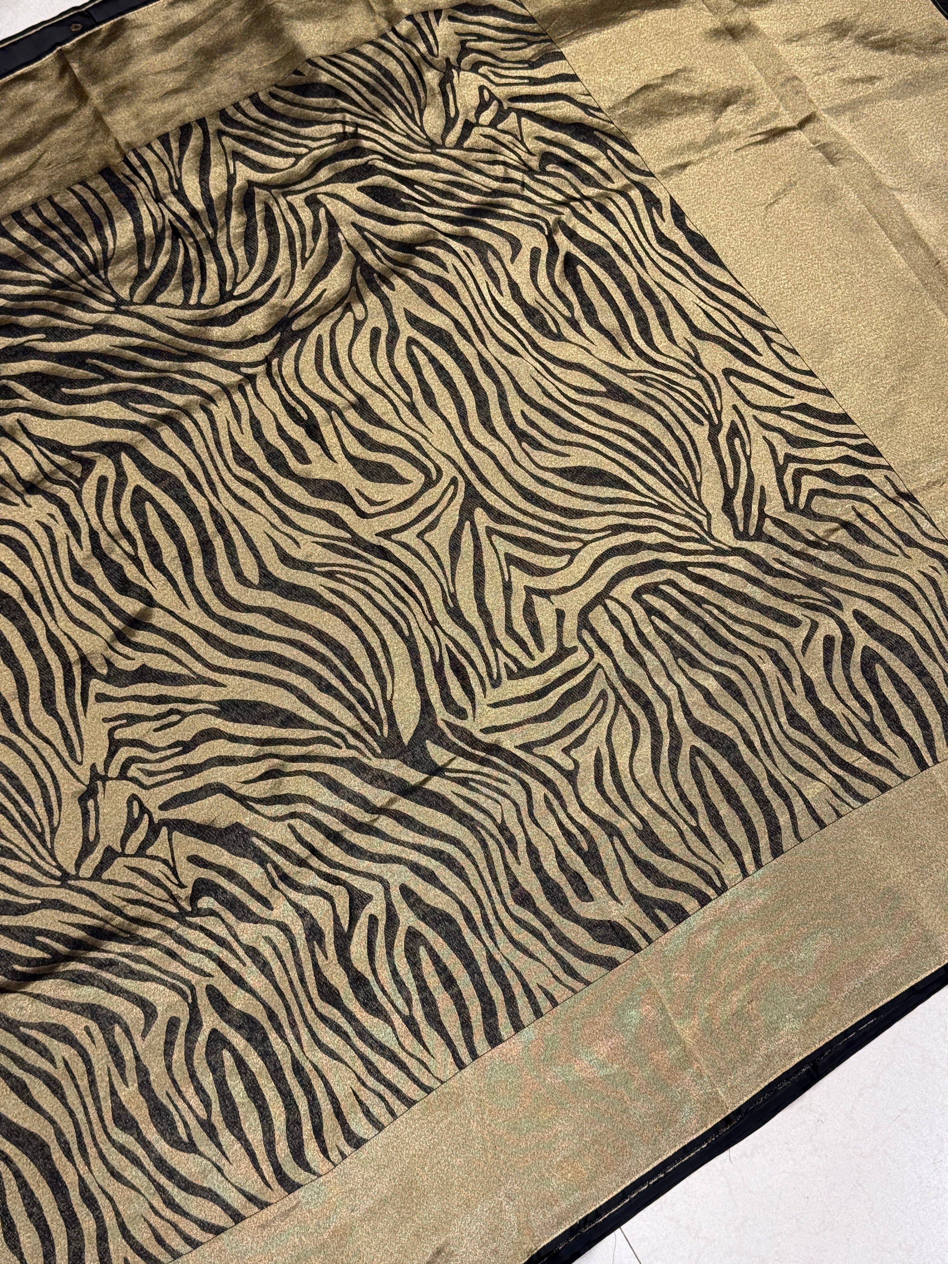 Black Munga Tissue Silk Contemporary Tiger Weave Banarasi Saree
