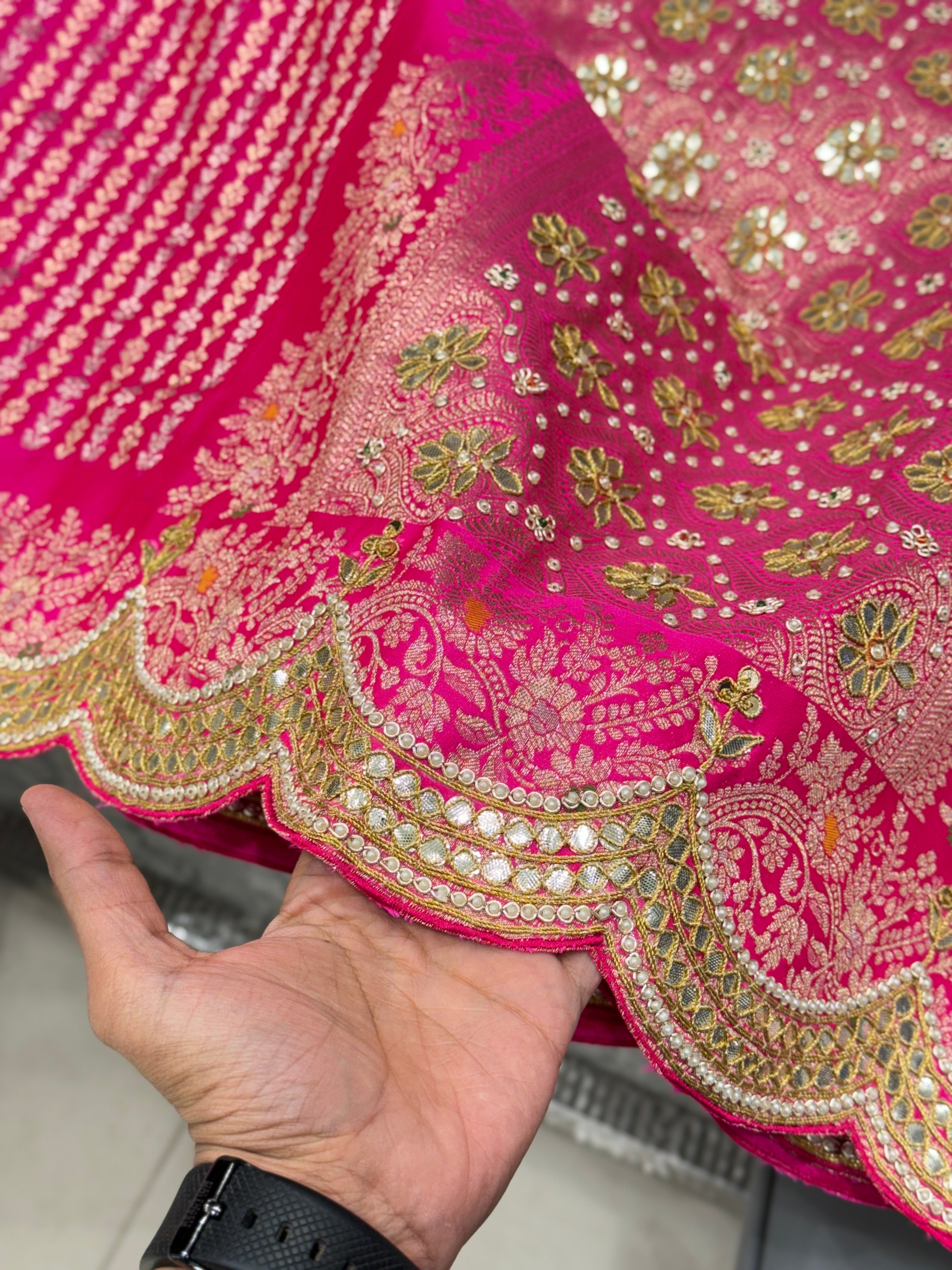 Rani Pink Banarasi Gotapatti Saree