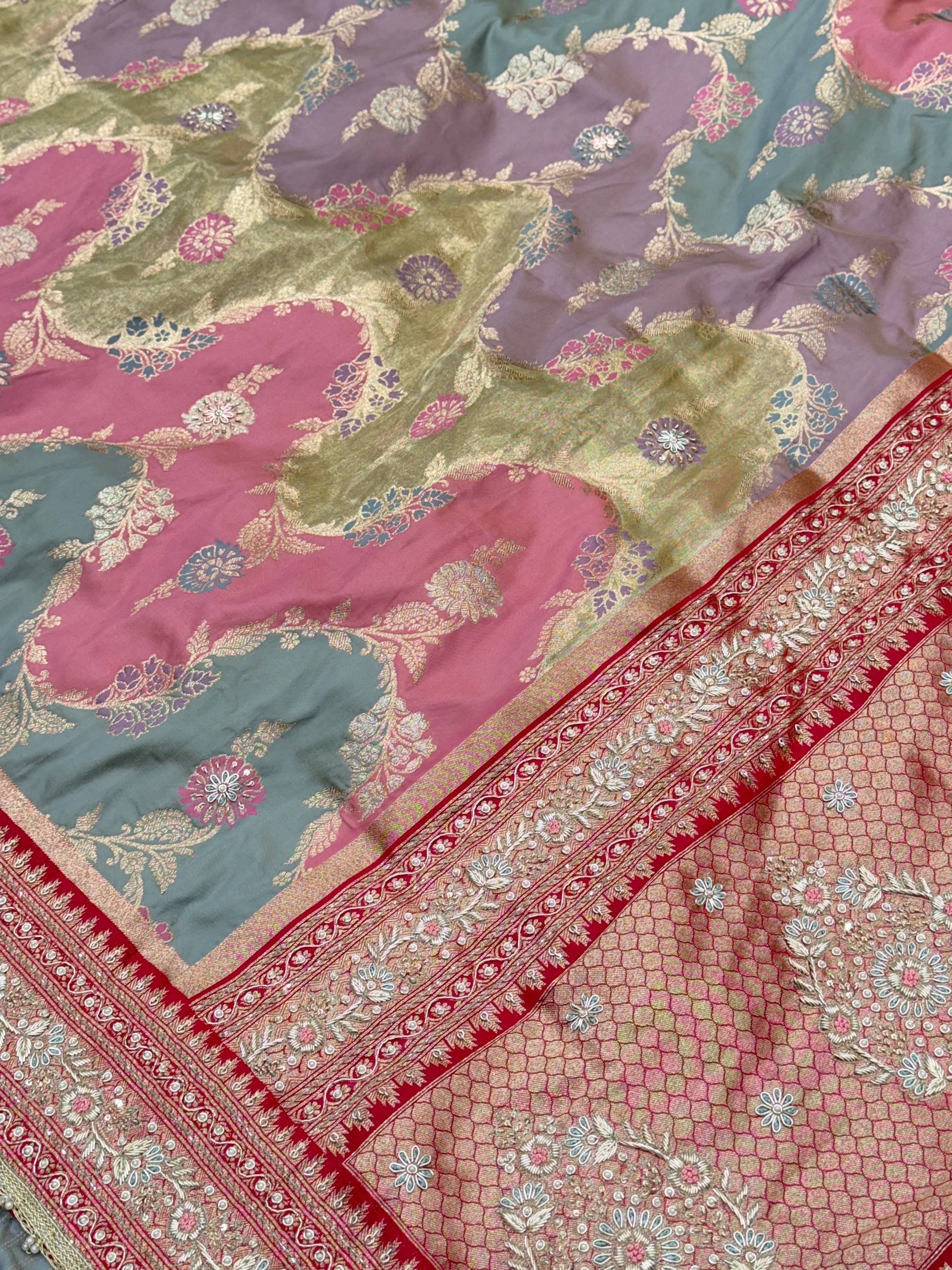 Banarasi Rangkat Tissue Weaved Zardosi Embroidery Saree