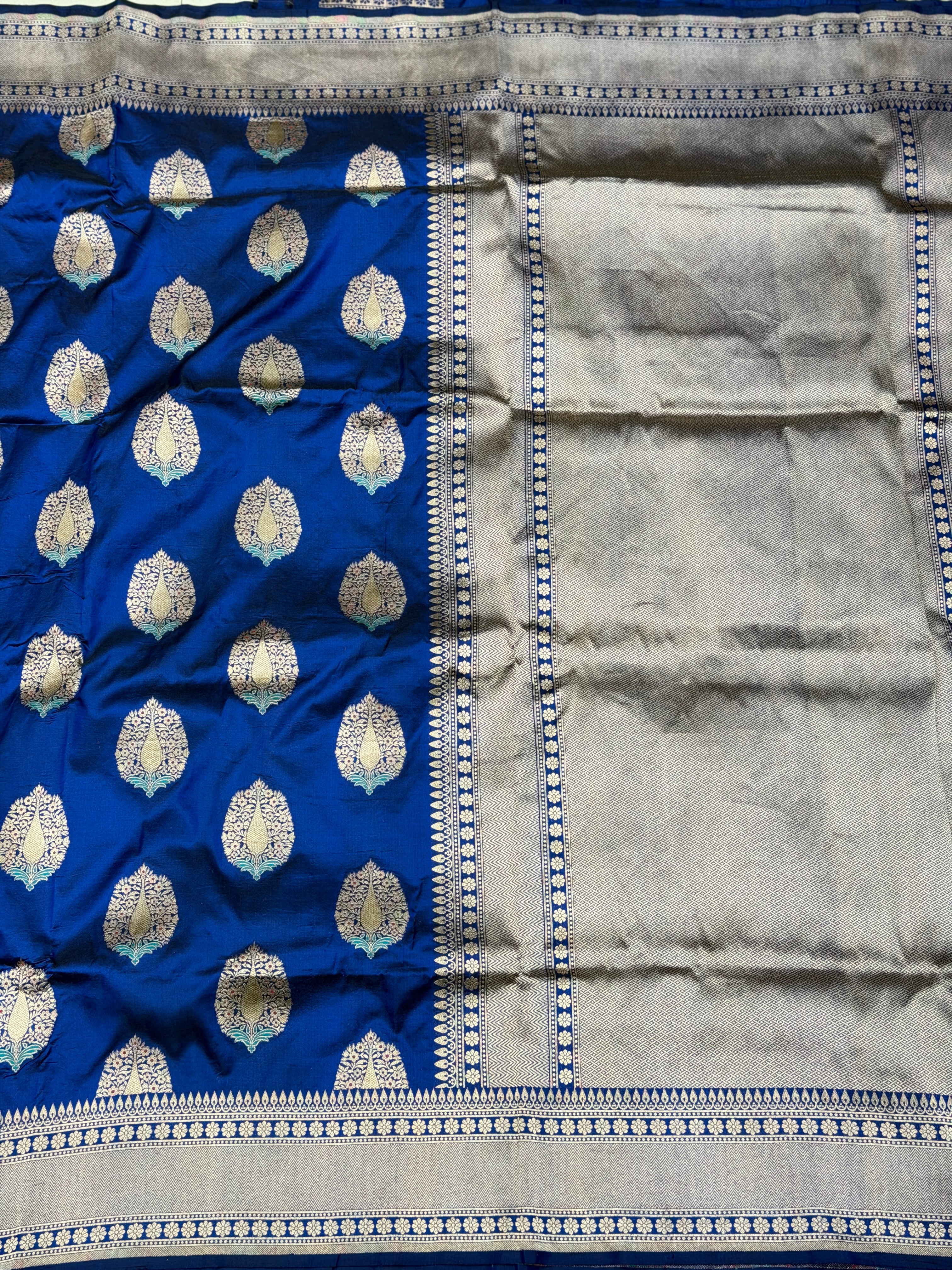 Blue Nita Ambani Inspired Handloom Banarasi Katan Silk Saree