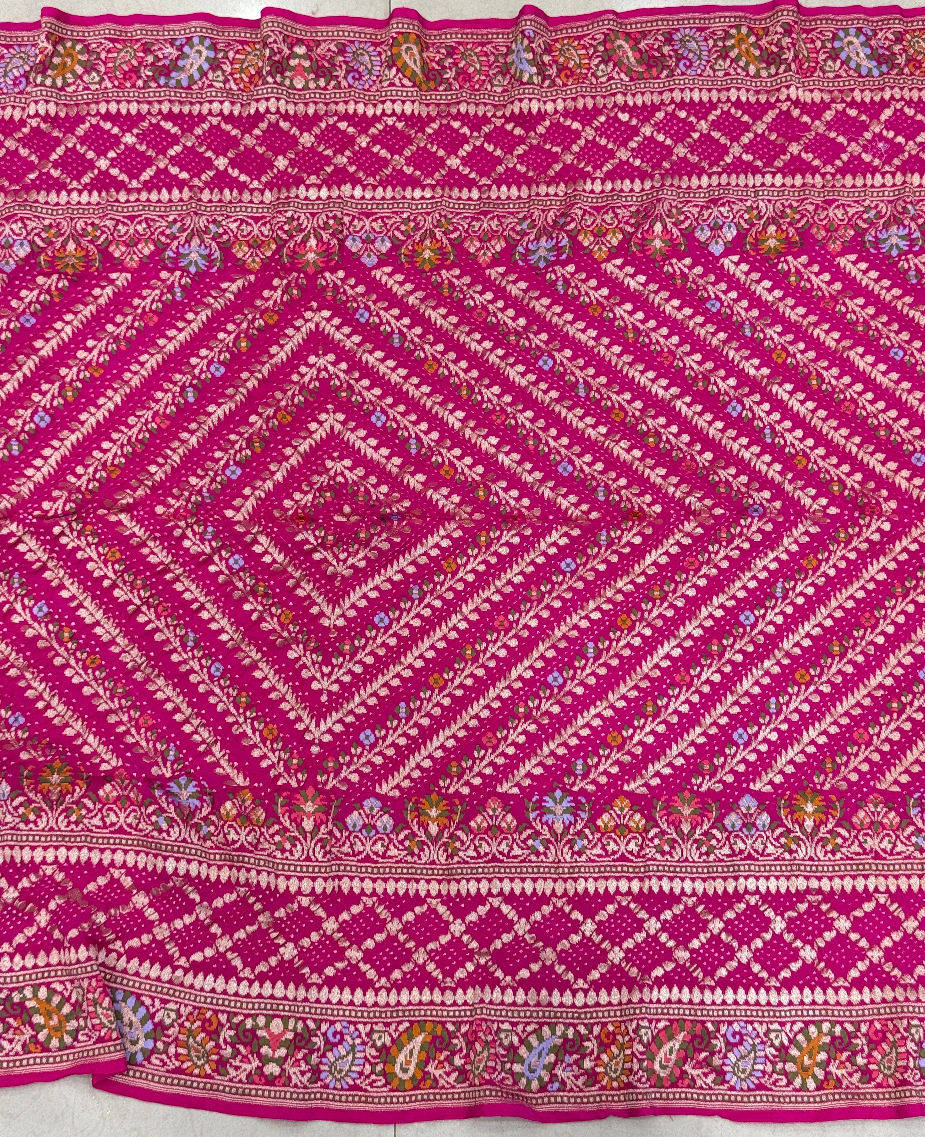 Rani Meenakari Handloom Georgette Rai Bandhej Dupatta
