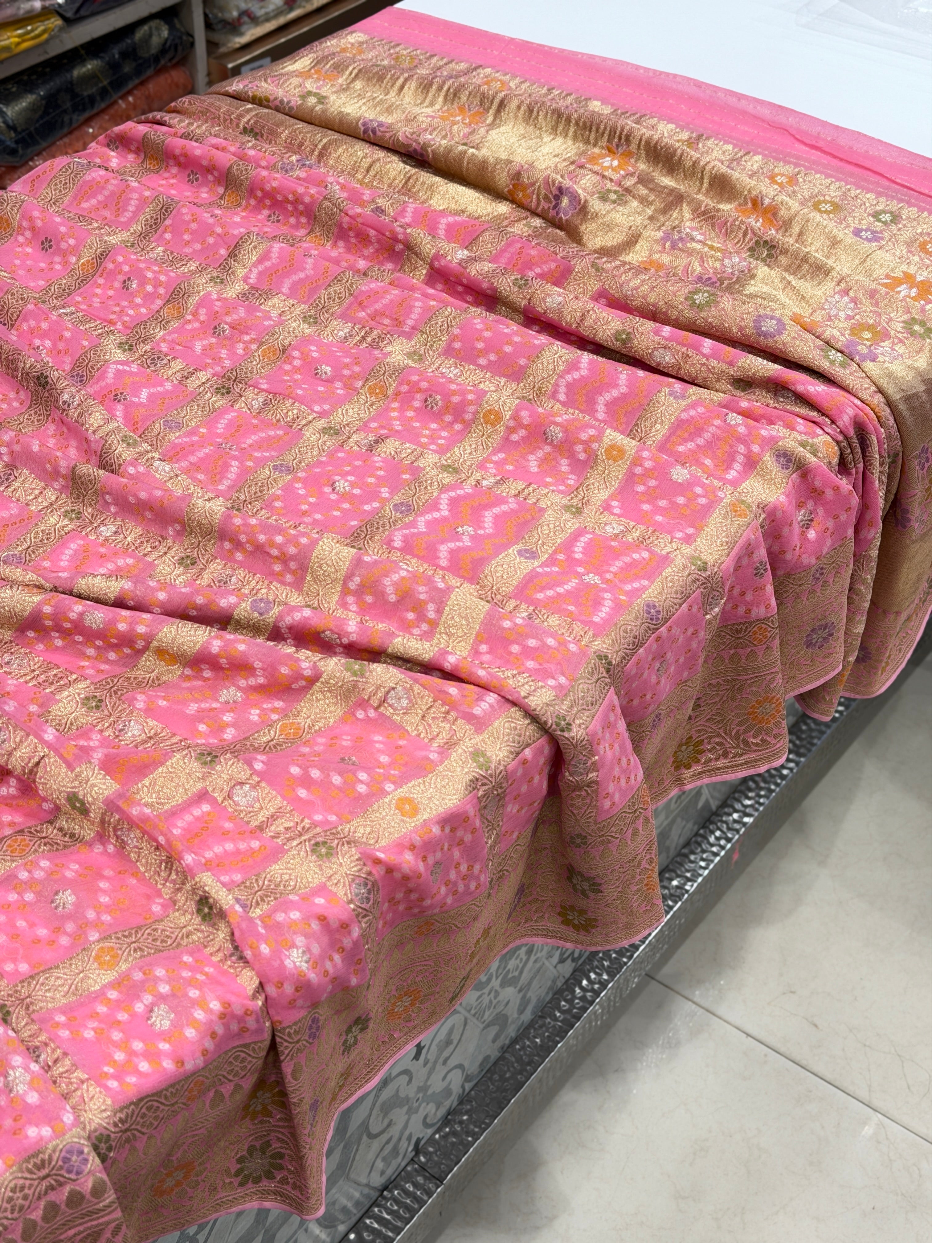 Light Pink Meenakari Gharchola Georgette Saree