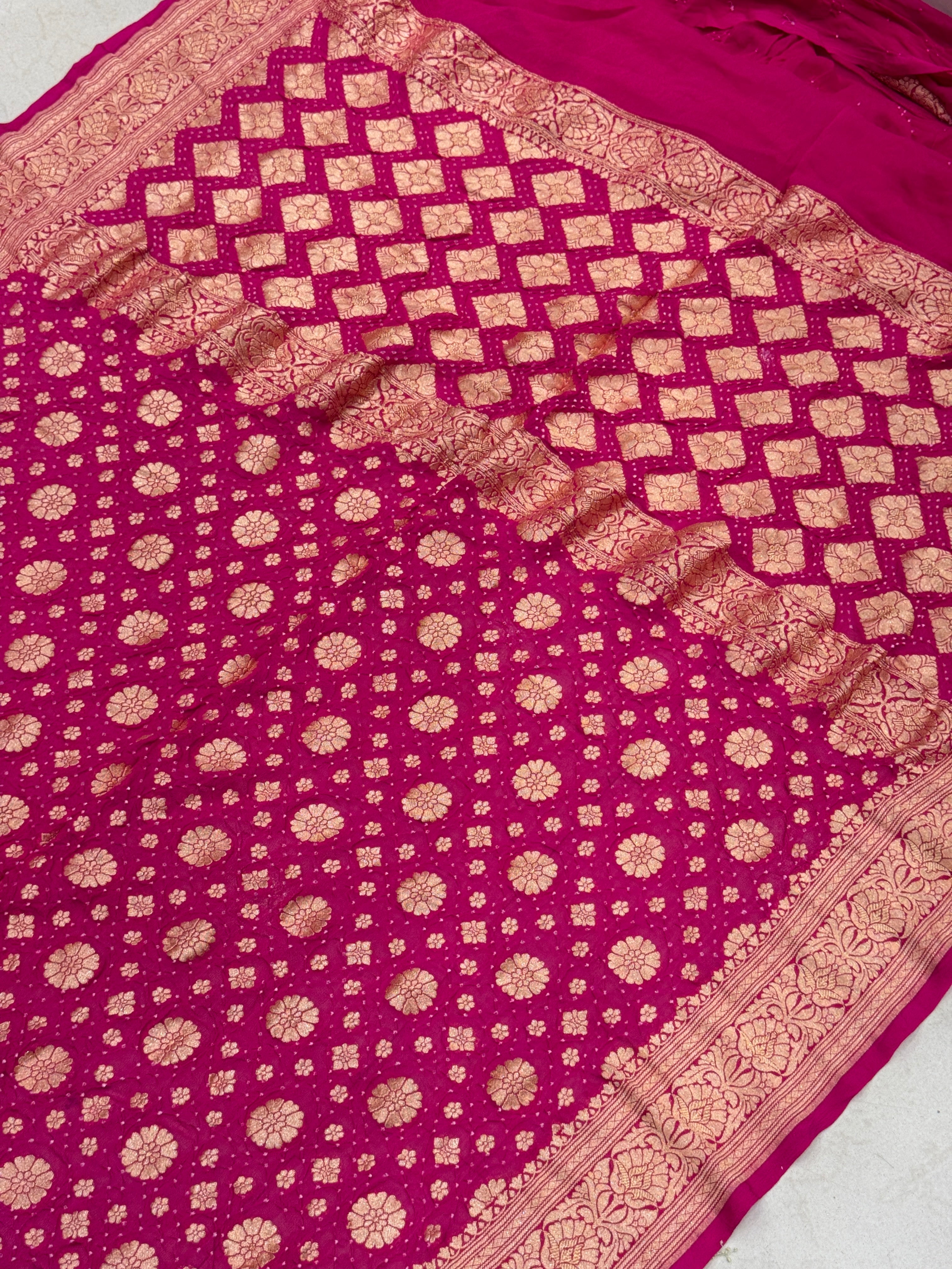 Rani Contemporary Bandhej Bandhini Saree