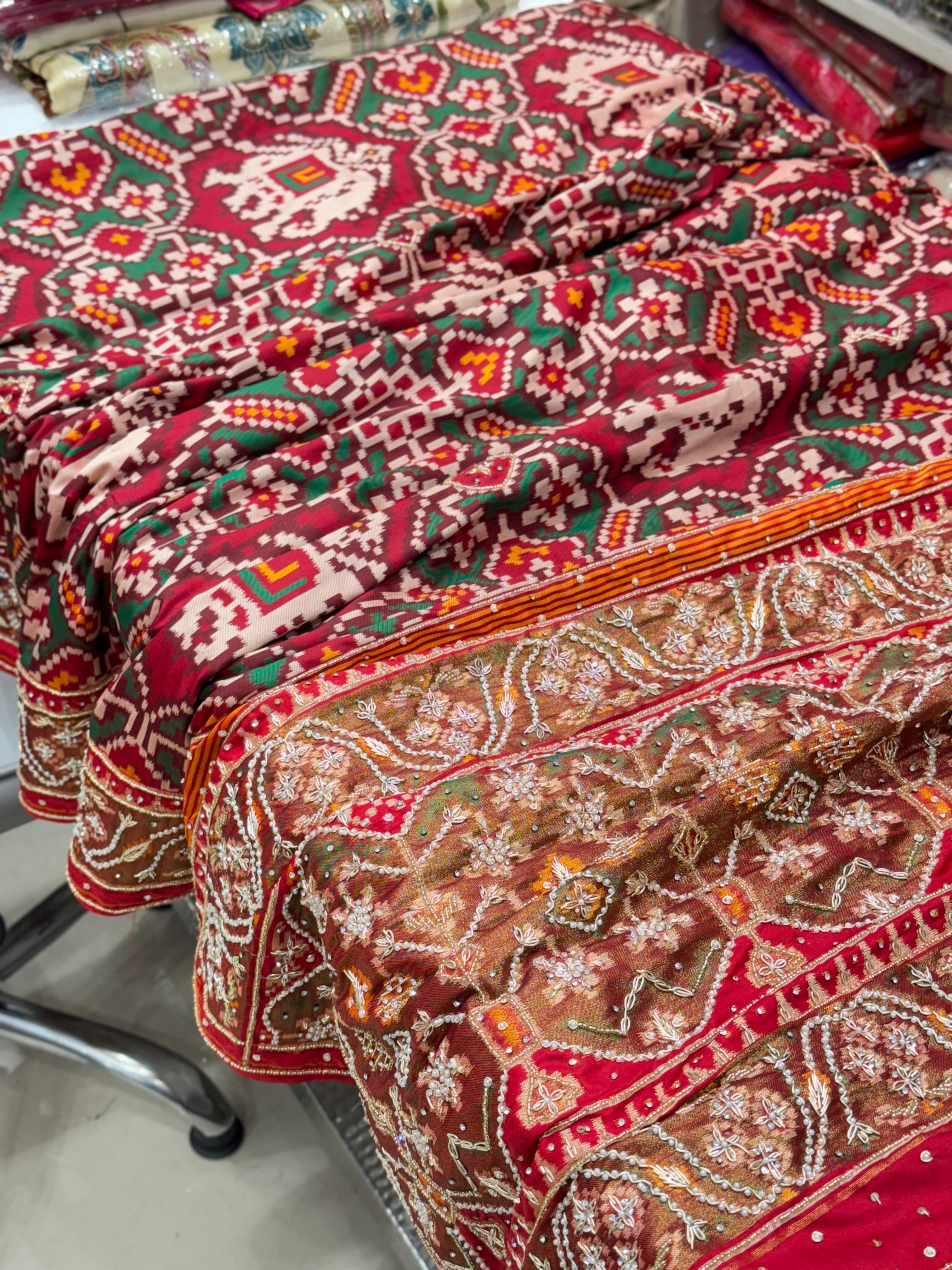 Maroon Patola Zardosi Embroidery Saree