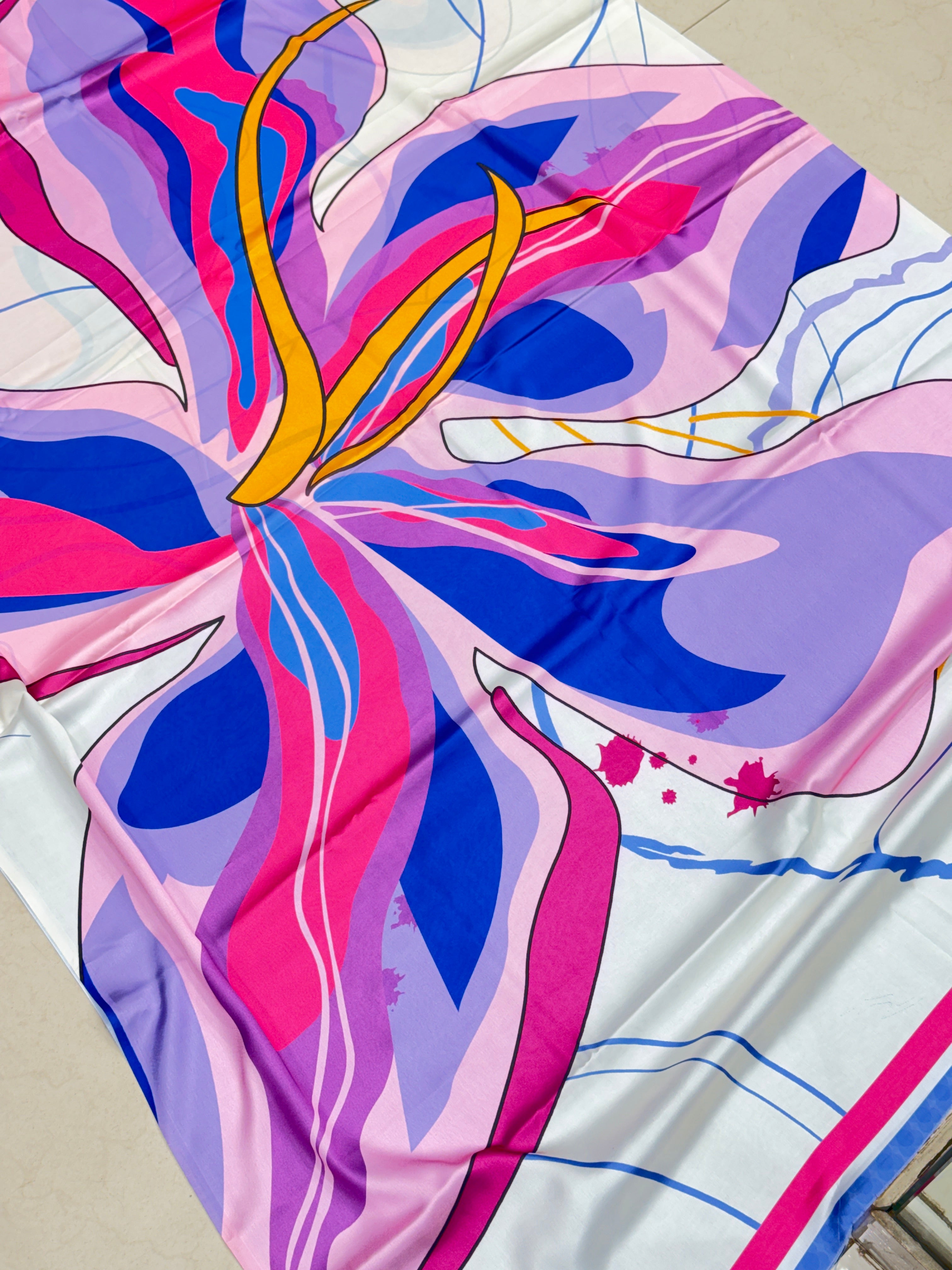 Cherry Blossom Inspire Printed Satin Silk Saree