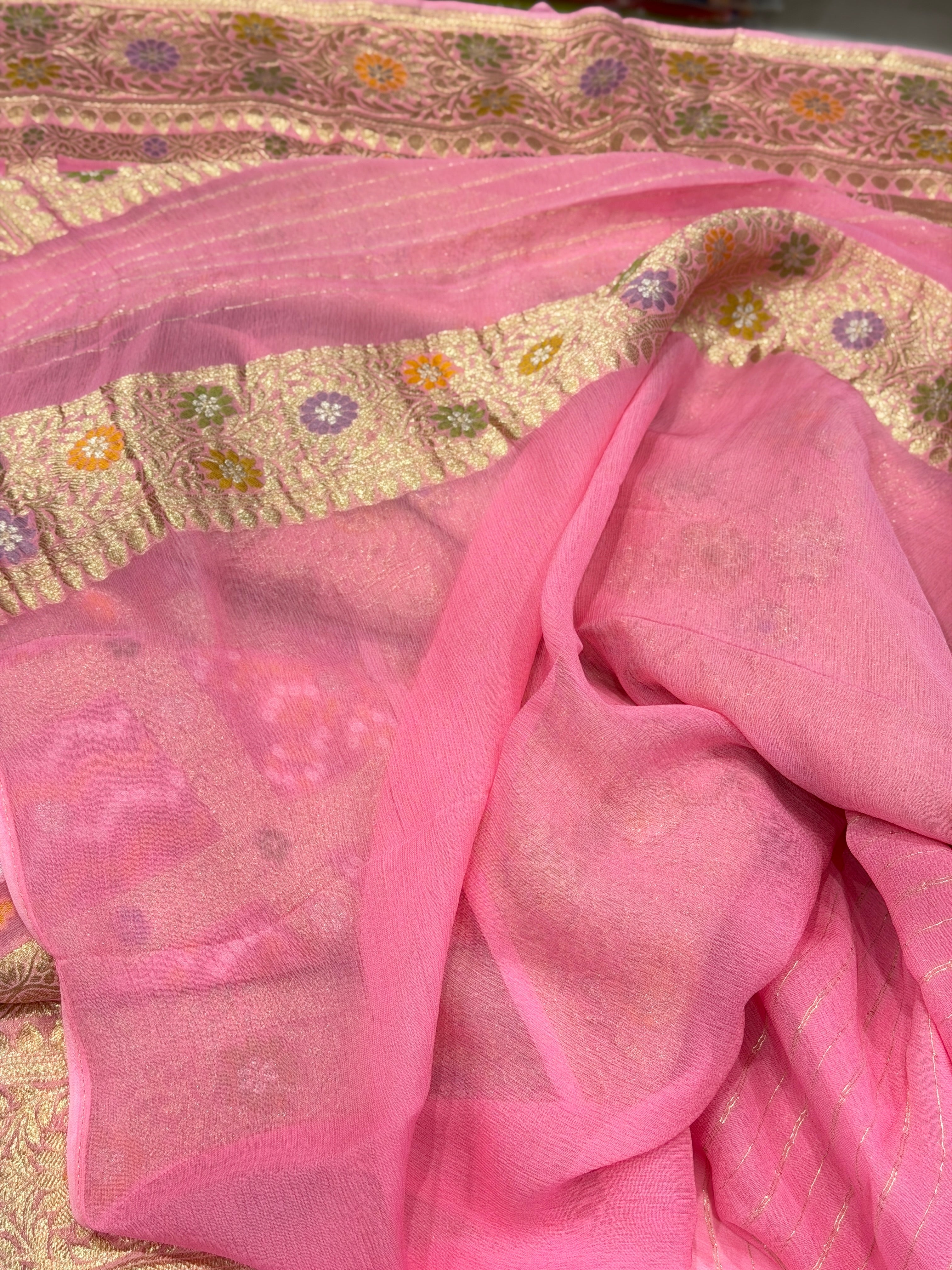 Light Pink Meenakari Gharchola Georgette Saree