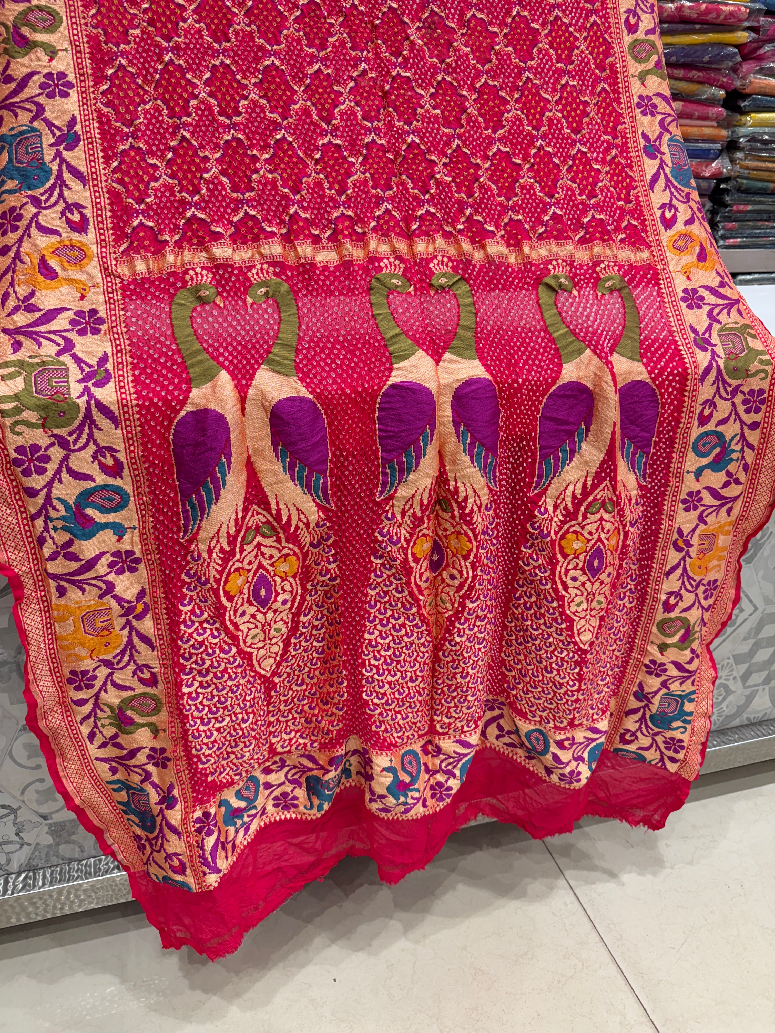 Strawberry Bandhej Meenakari Dupatta