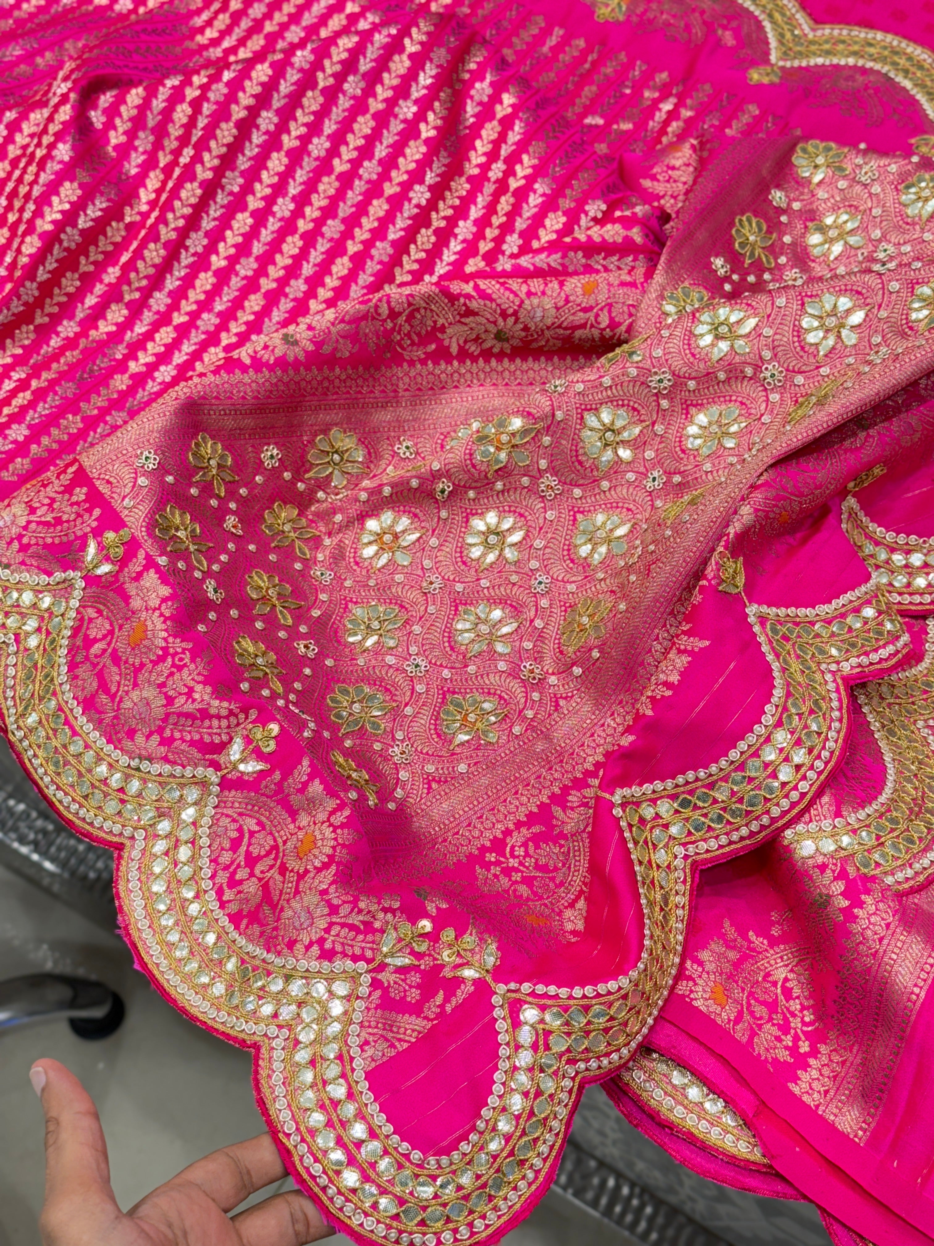 Rani Pink Banarasi Gotapatti Saree