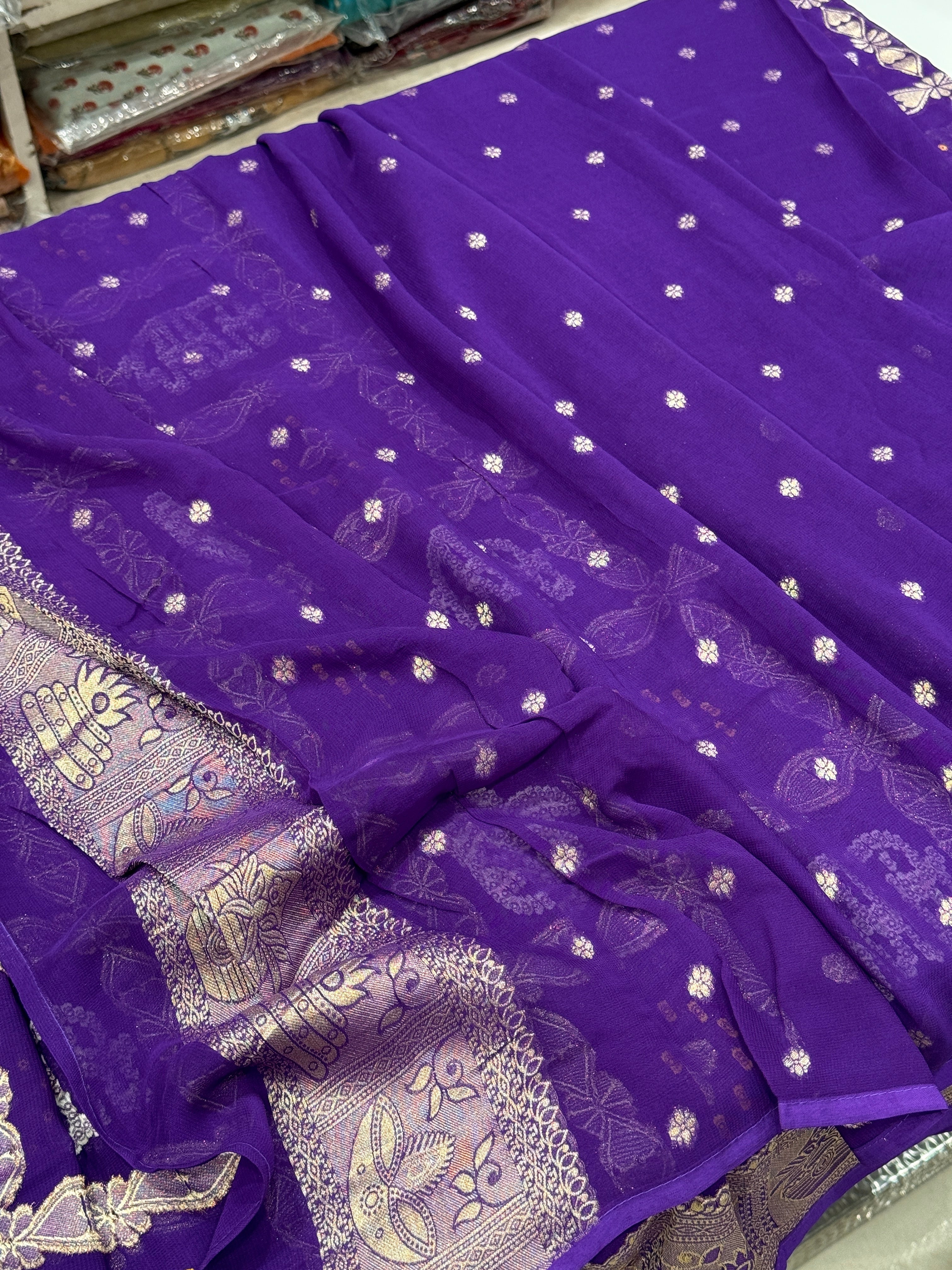 Violet Woven Bandhej Georgette Gharchola Saree 3.0
