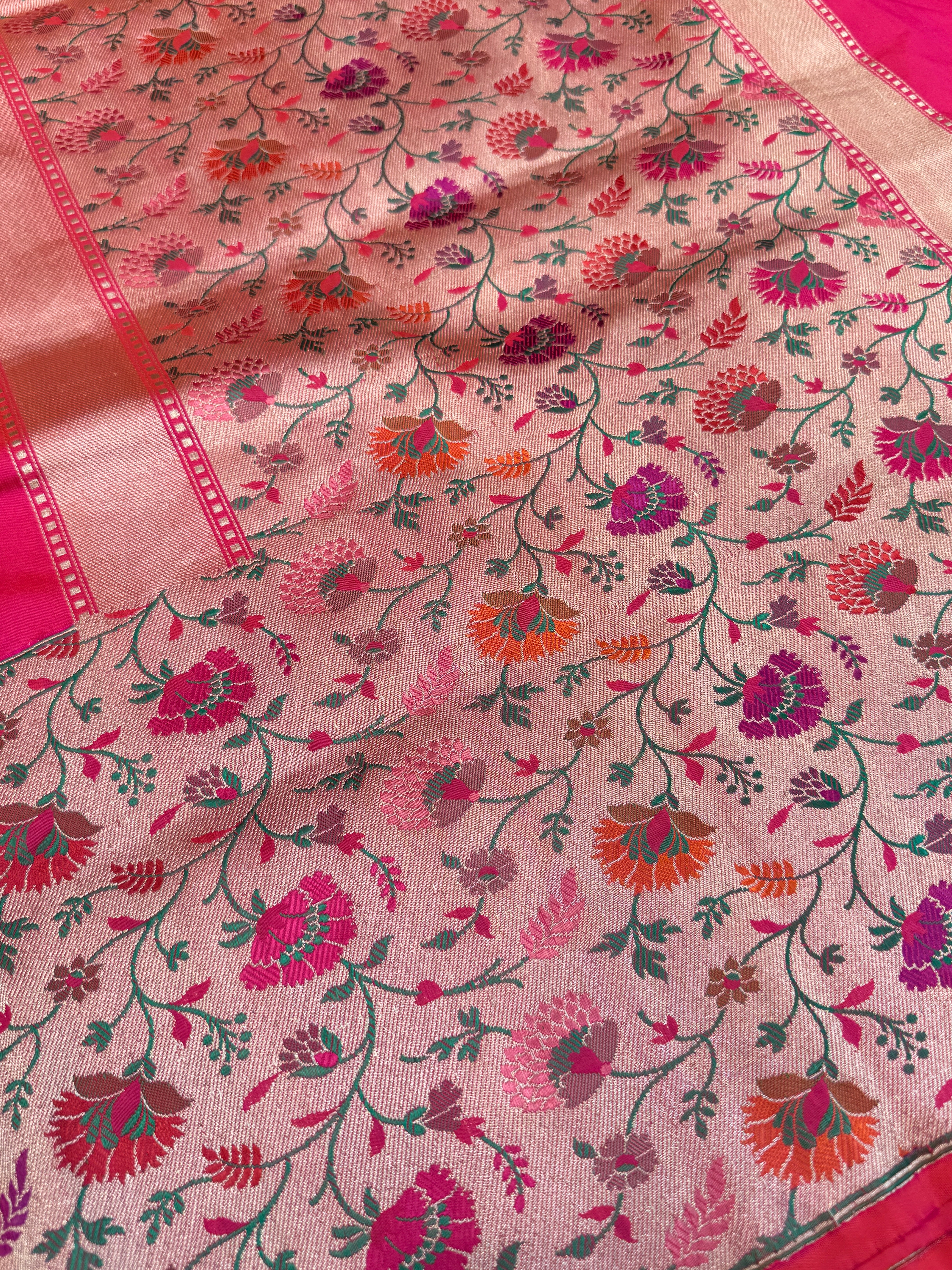 Rani Pink Paithani Banarasi Weave