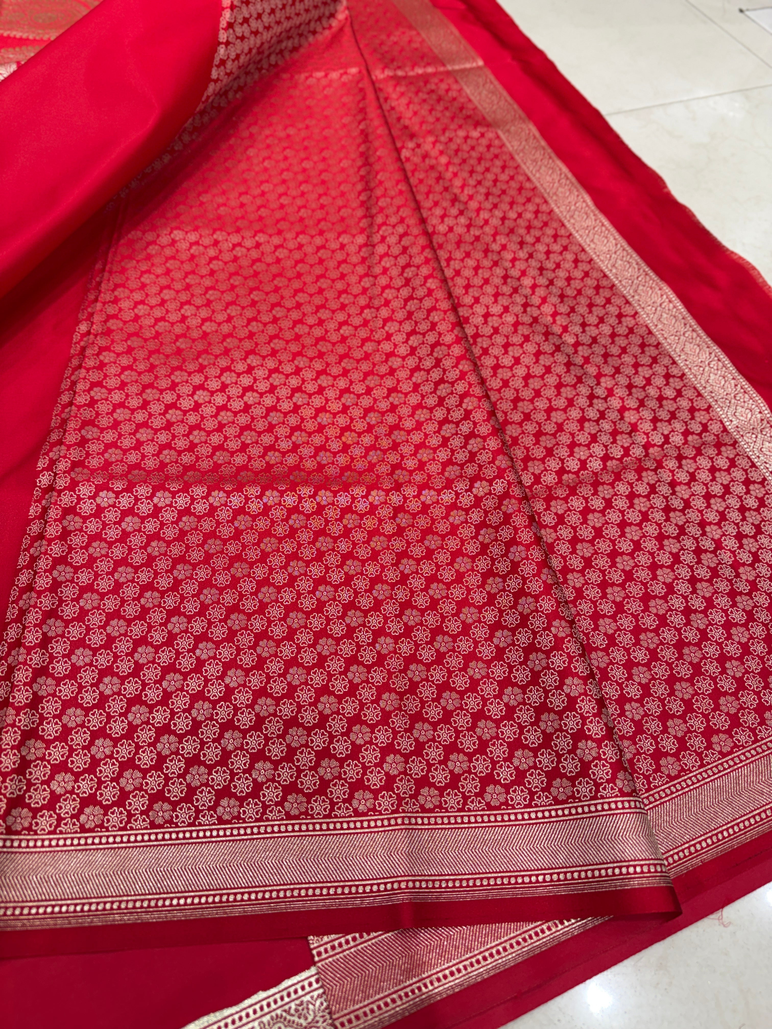 Red Banarasi Raw Mango Style Banarasi Silk Saree