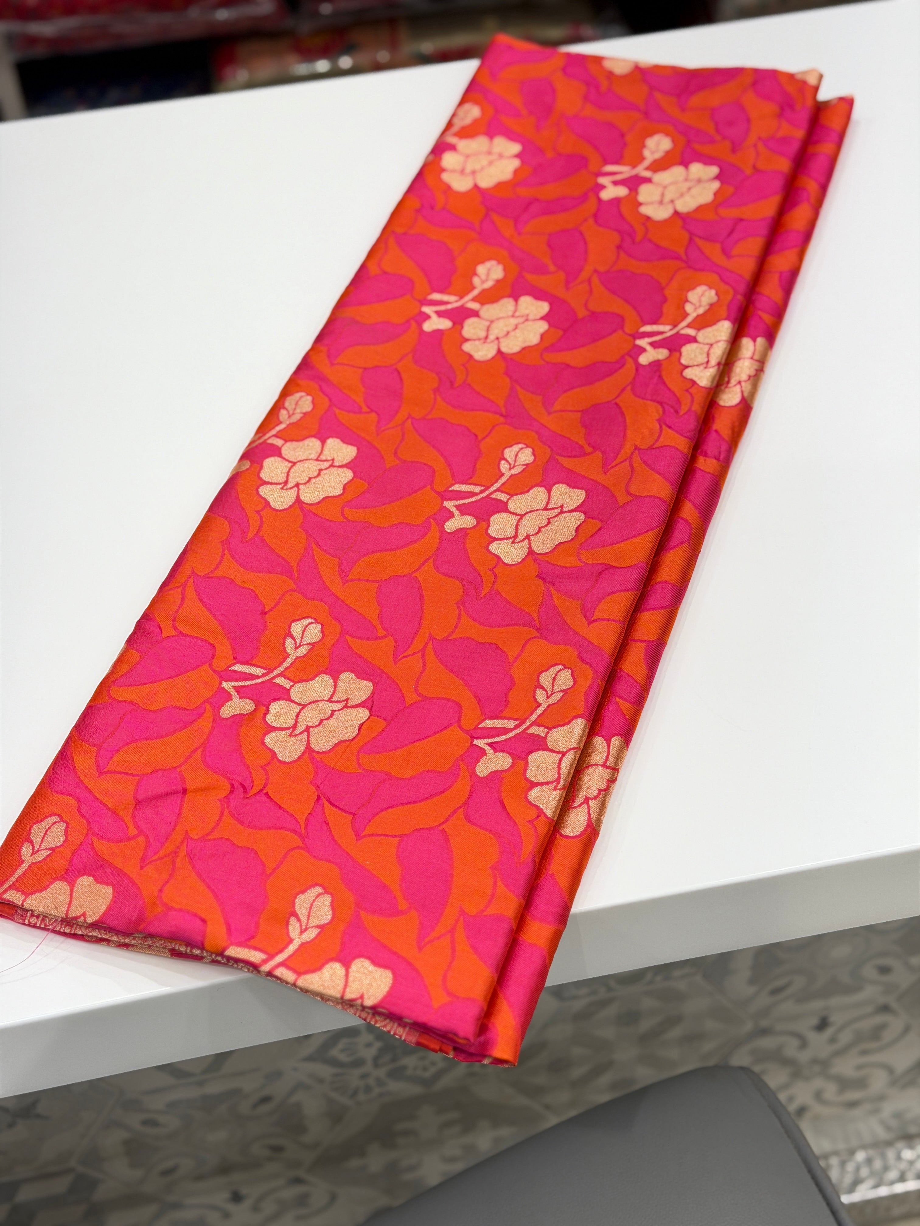 Rust Orange Rani Contemporary Banarasi Katan Silk Handloom Saree