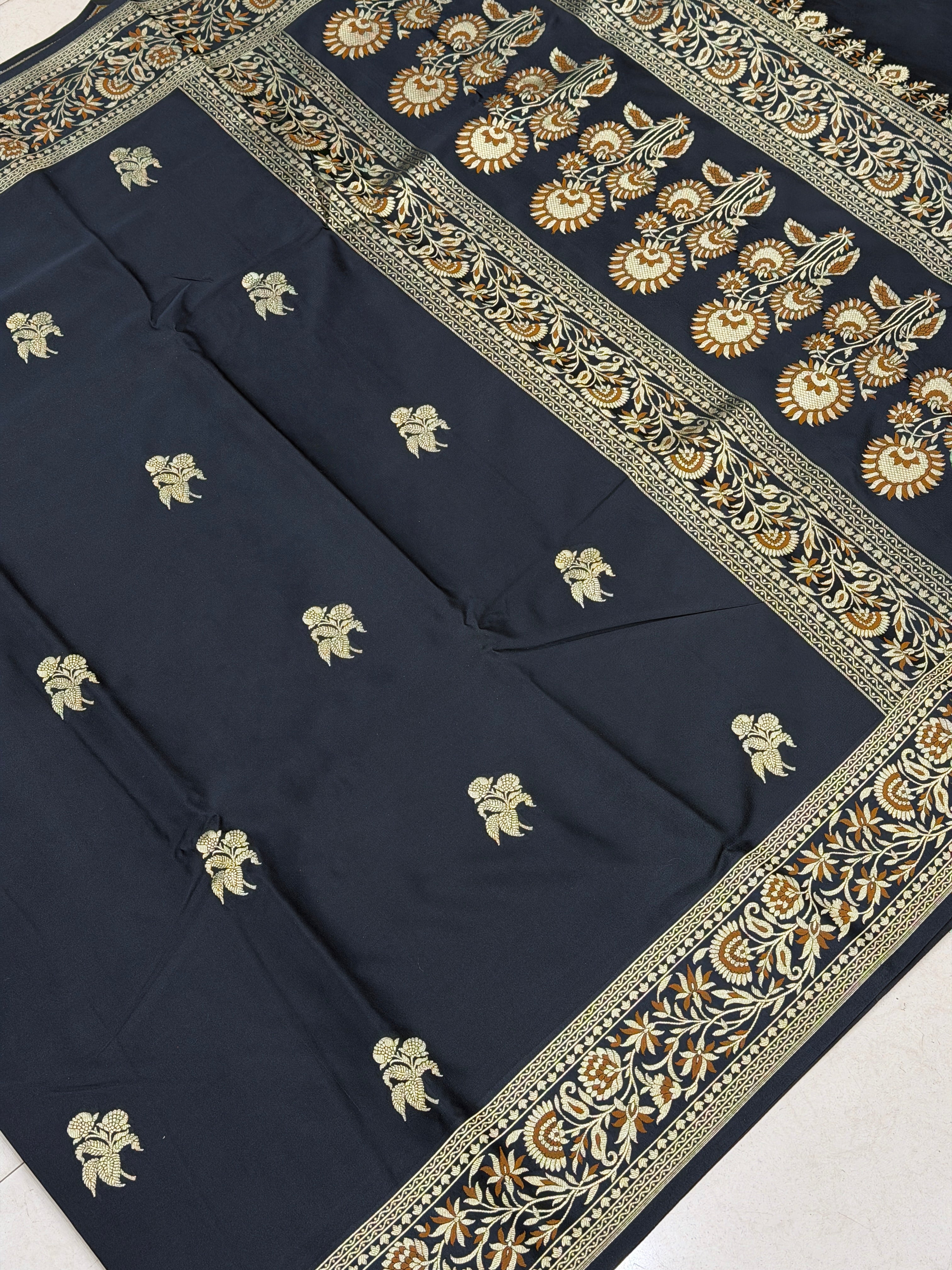 Black Rose Edit Banarasi Silk Meenakari Saree