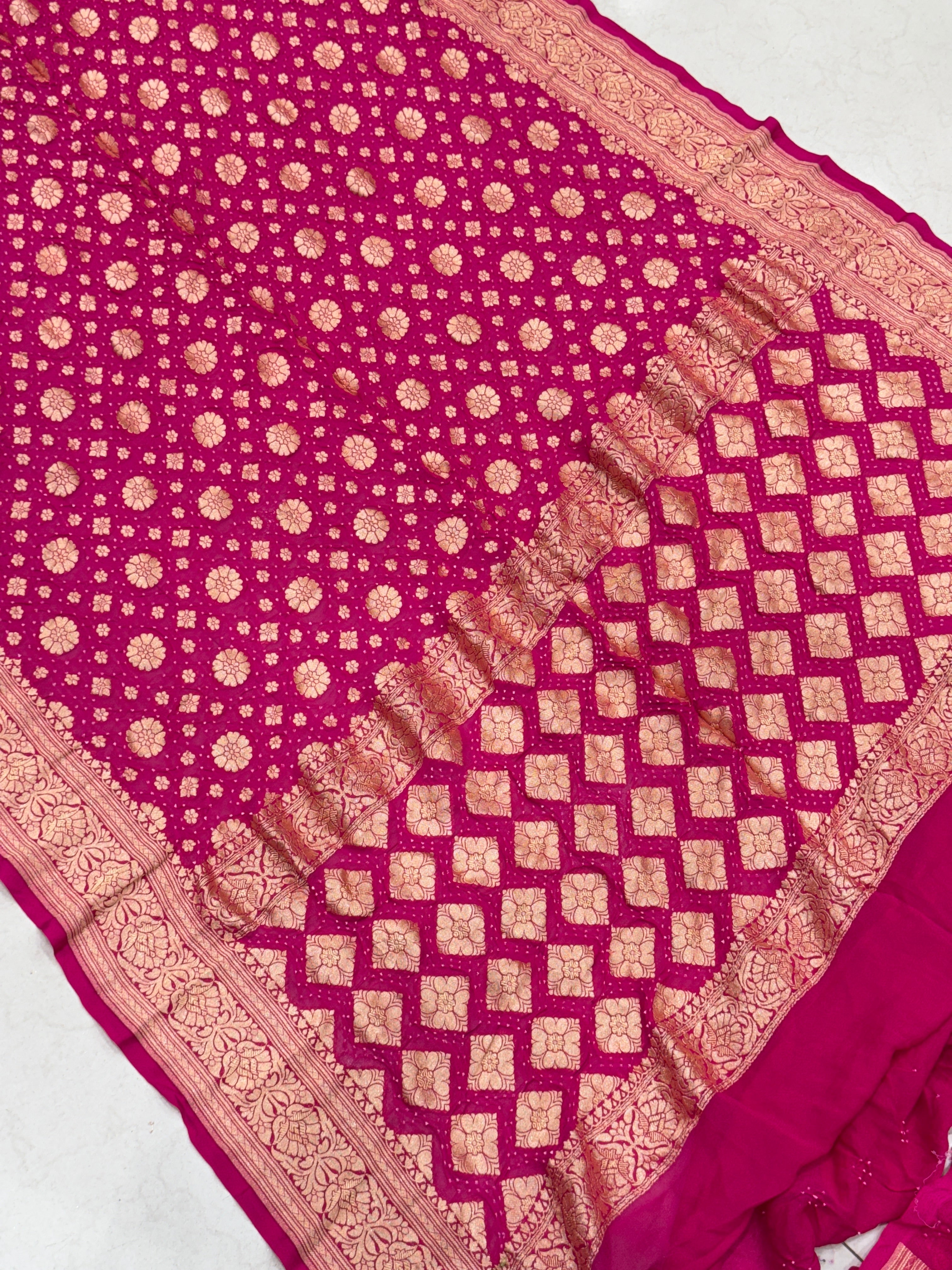 Rani Contemporary Bandhej Bandhini Saree