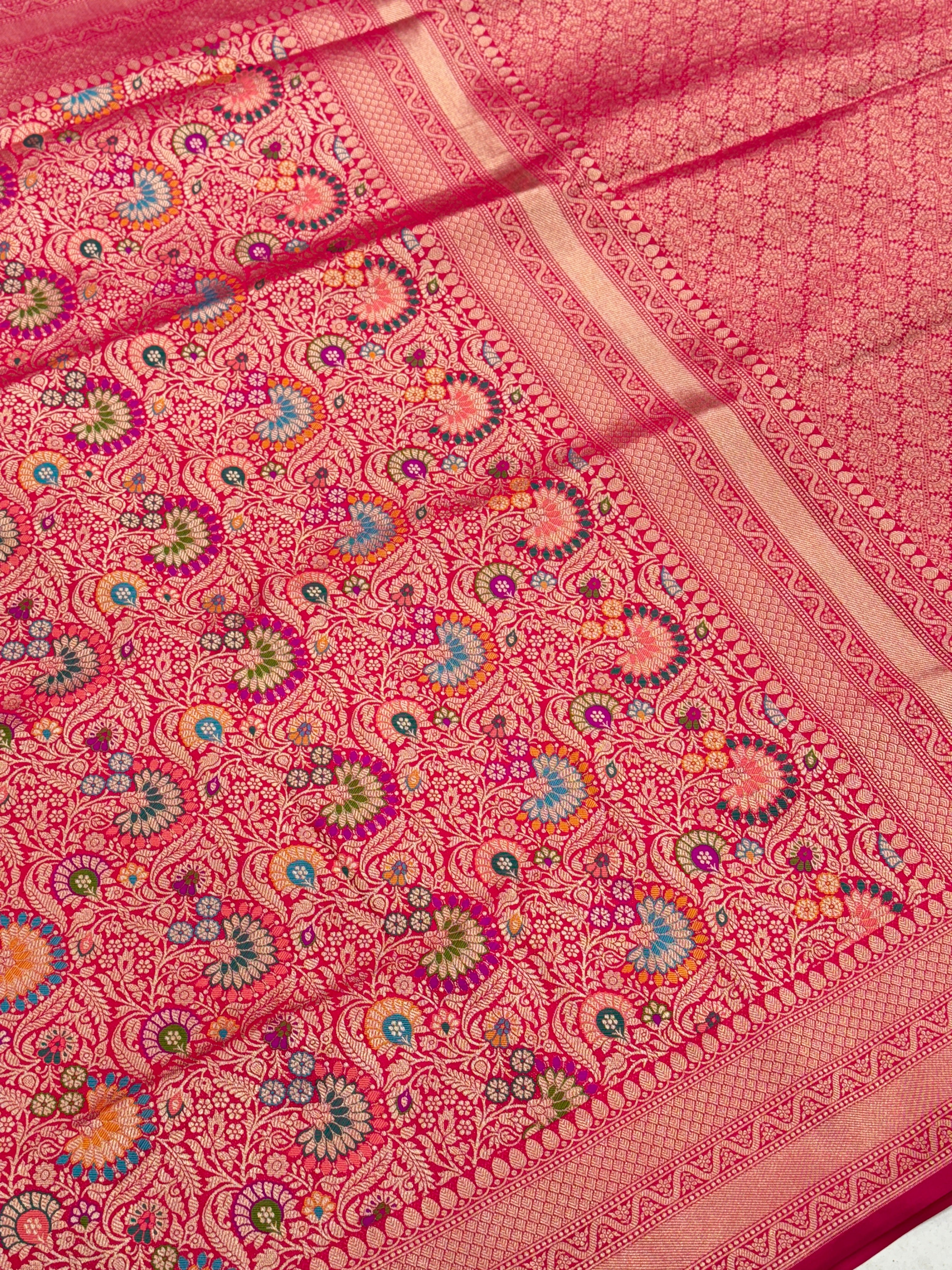 Rani Banarasi Khinkwab Meenakari Woven Silk Saree