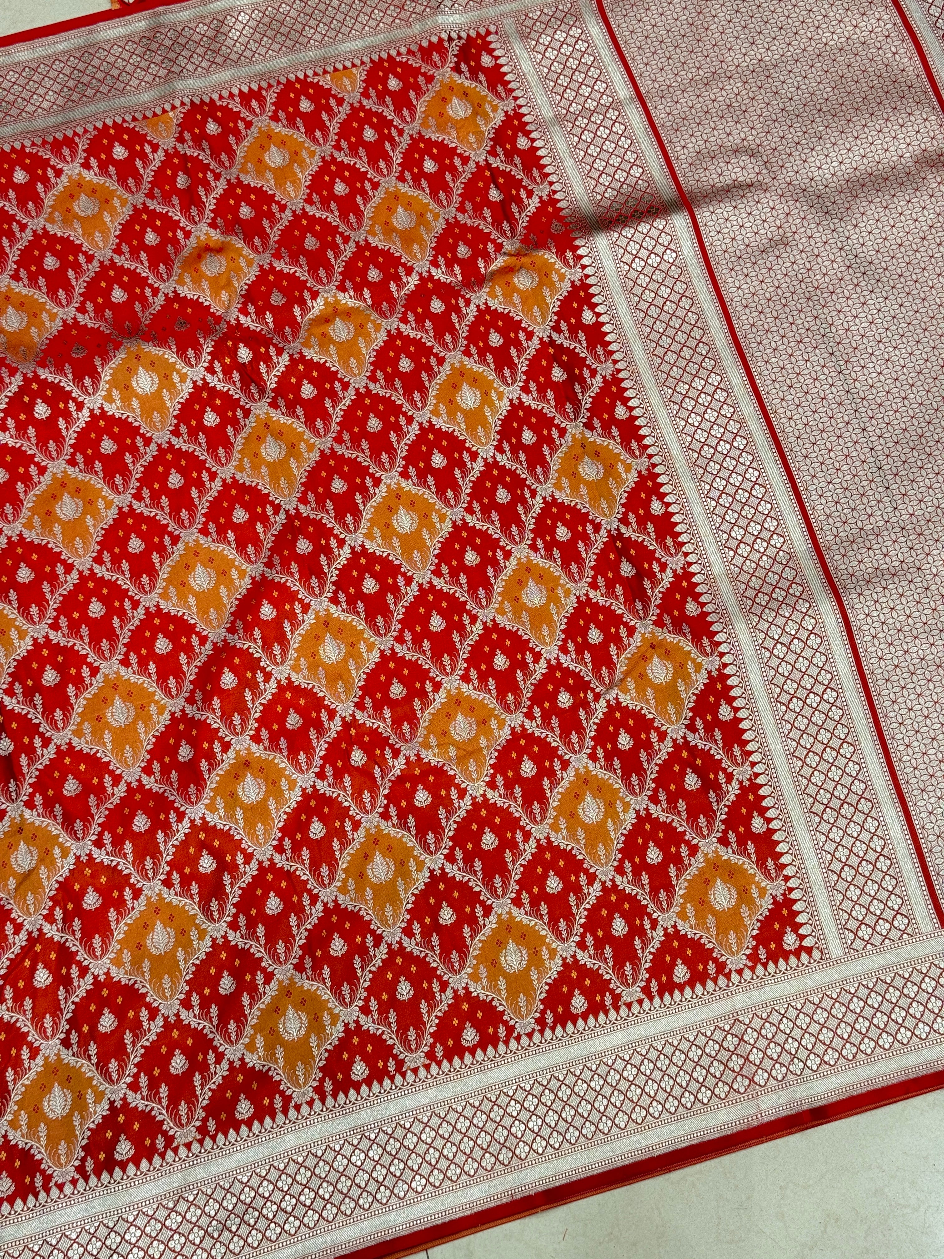 Orange Yellow Rangkat Banarasi Silk Saree