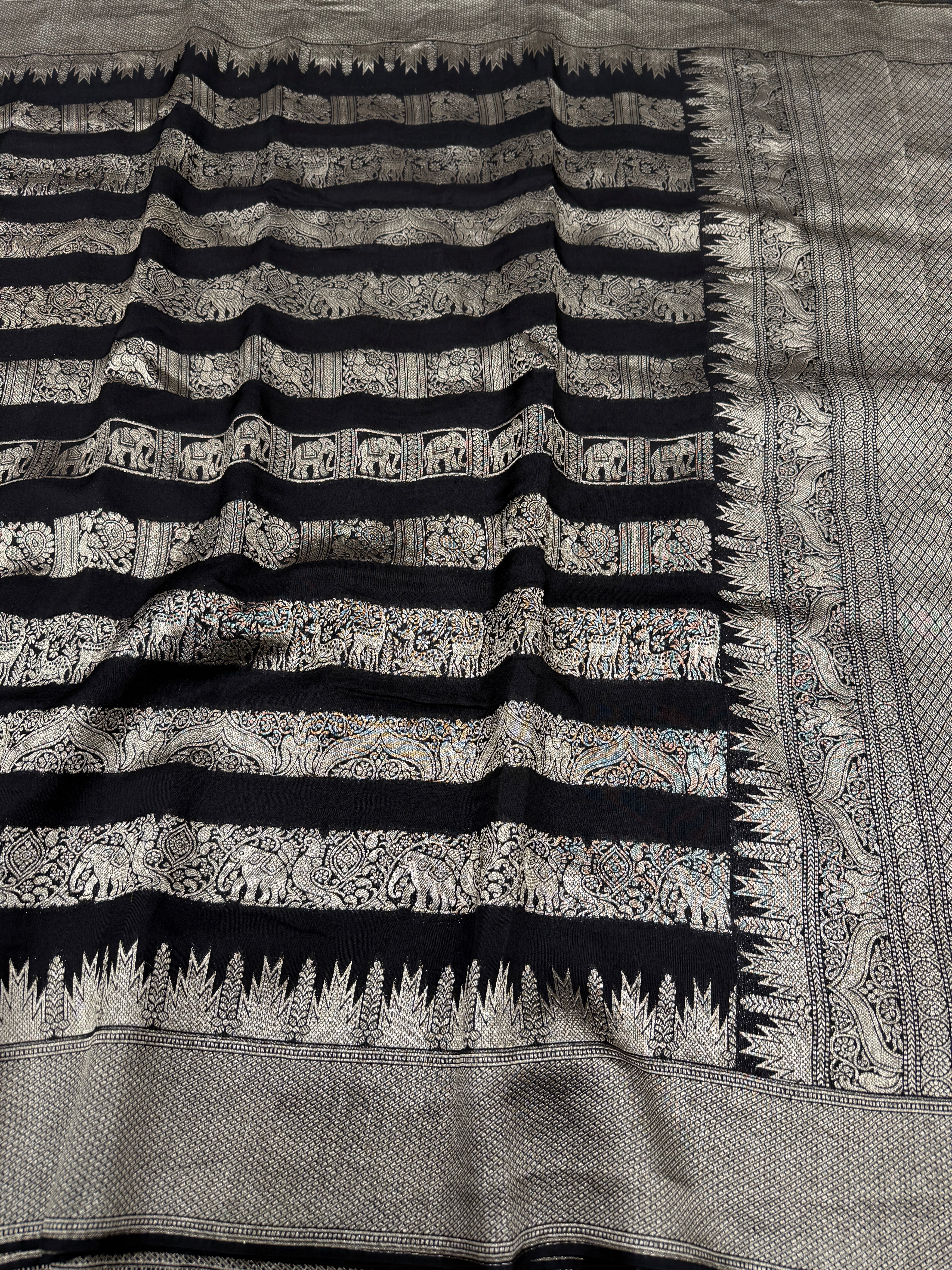 Nita Ambani Inspired Black Contemporary Kanchi Banarasi Saree