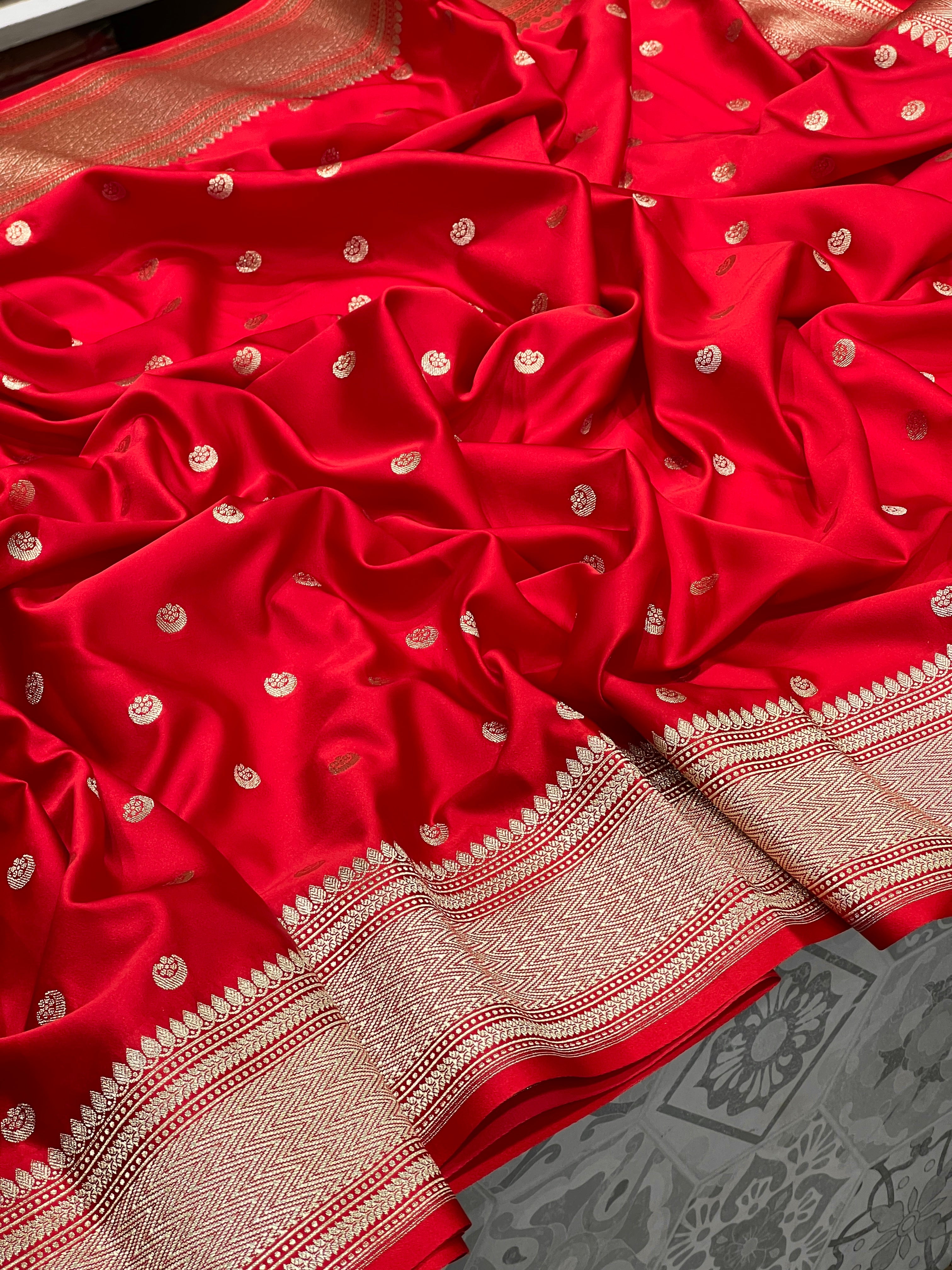 Red Banarasi Small Chand Butti Saree