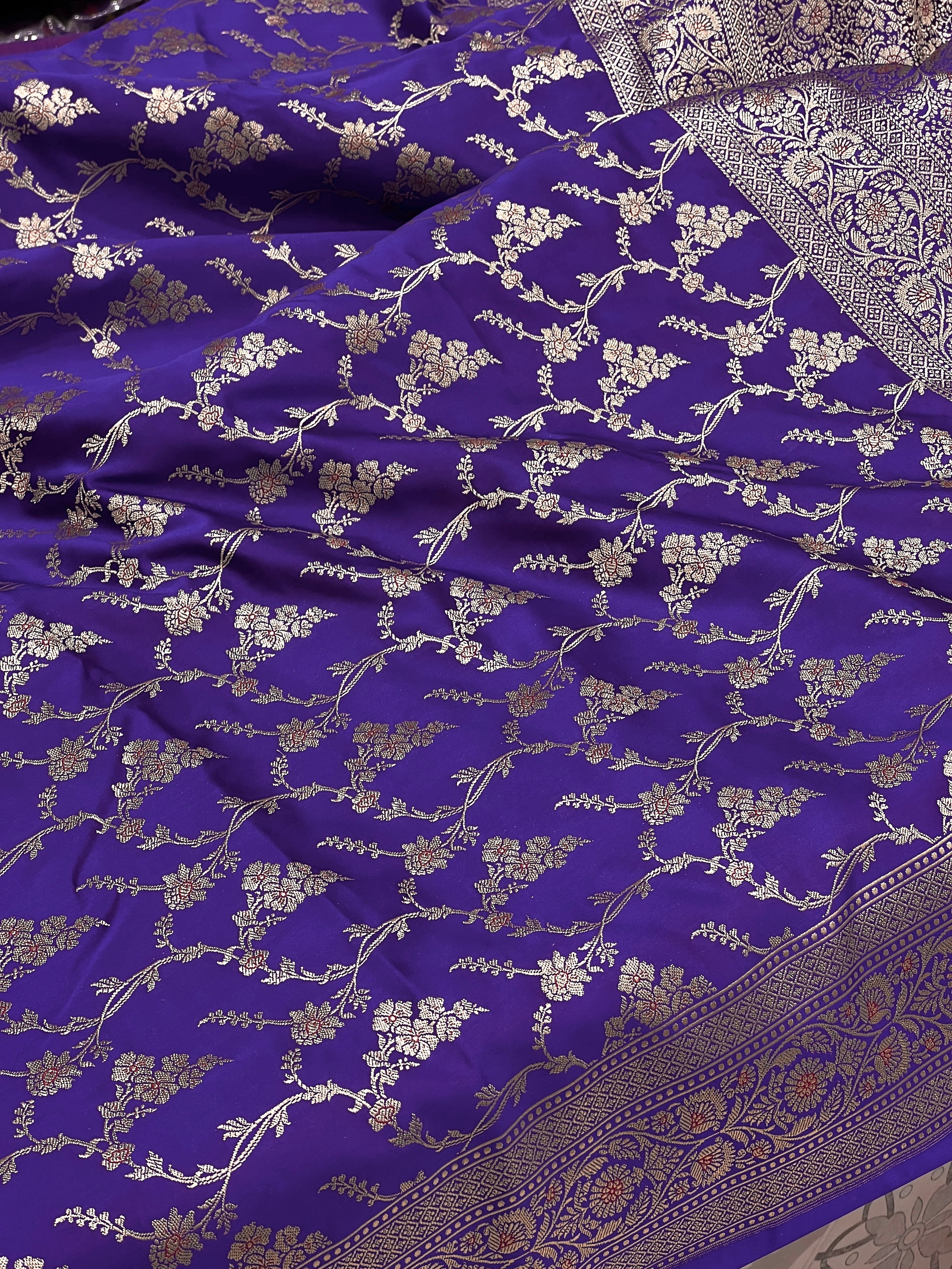 Purple Banarasi Jasmine Jaal Saree