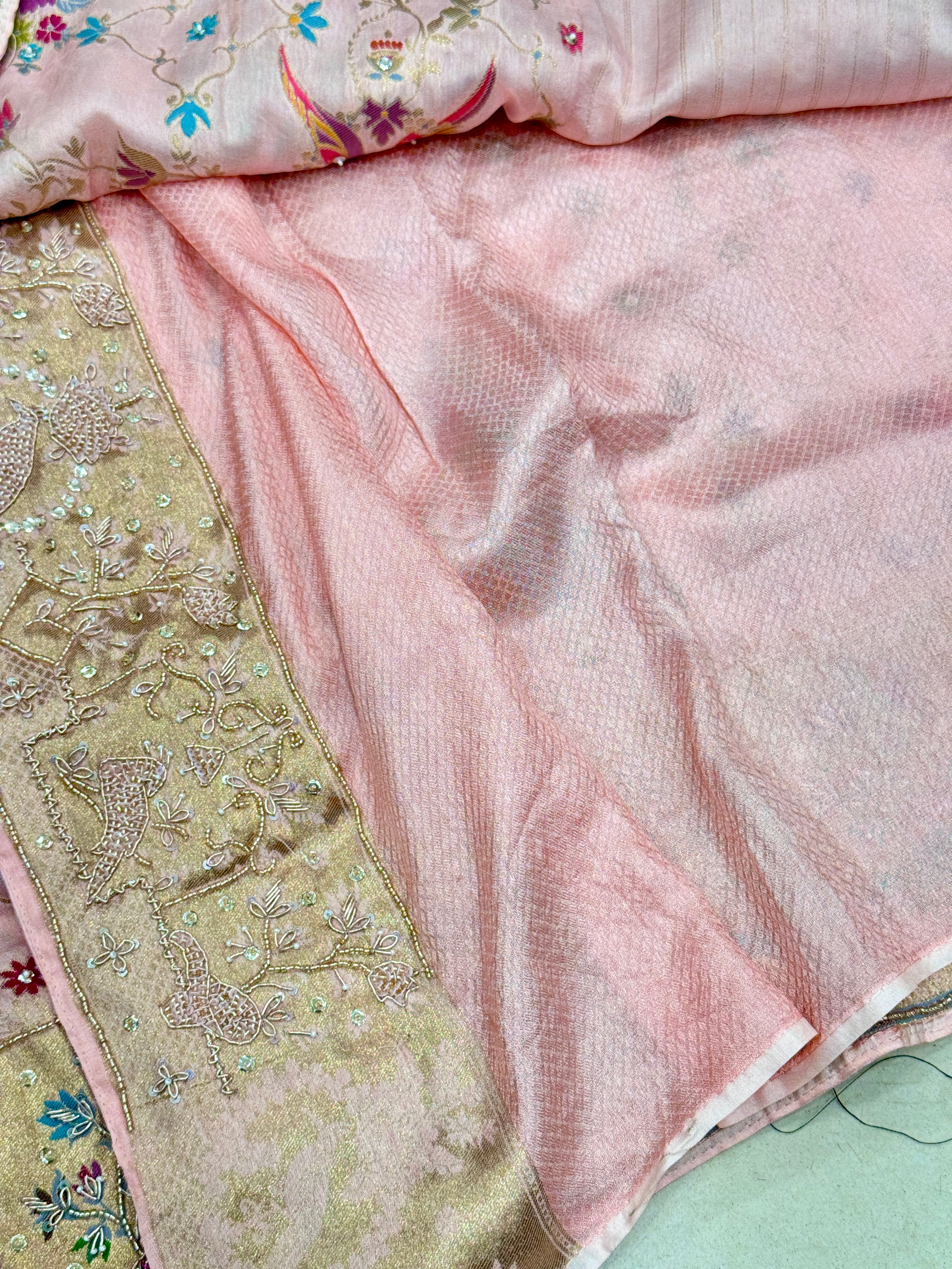 Pink Banarasi Munga Shikara Embroidery Saree