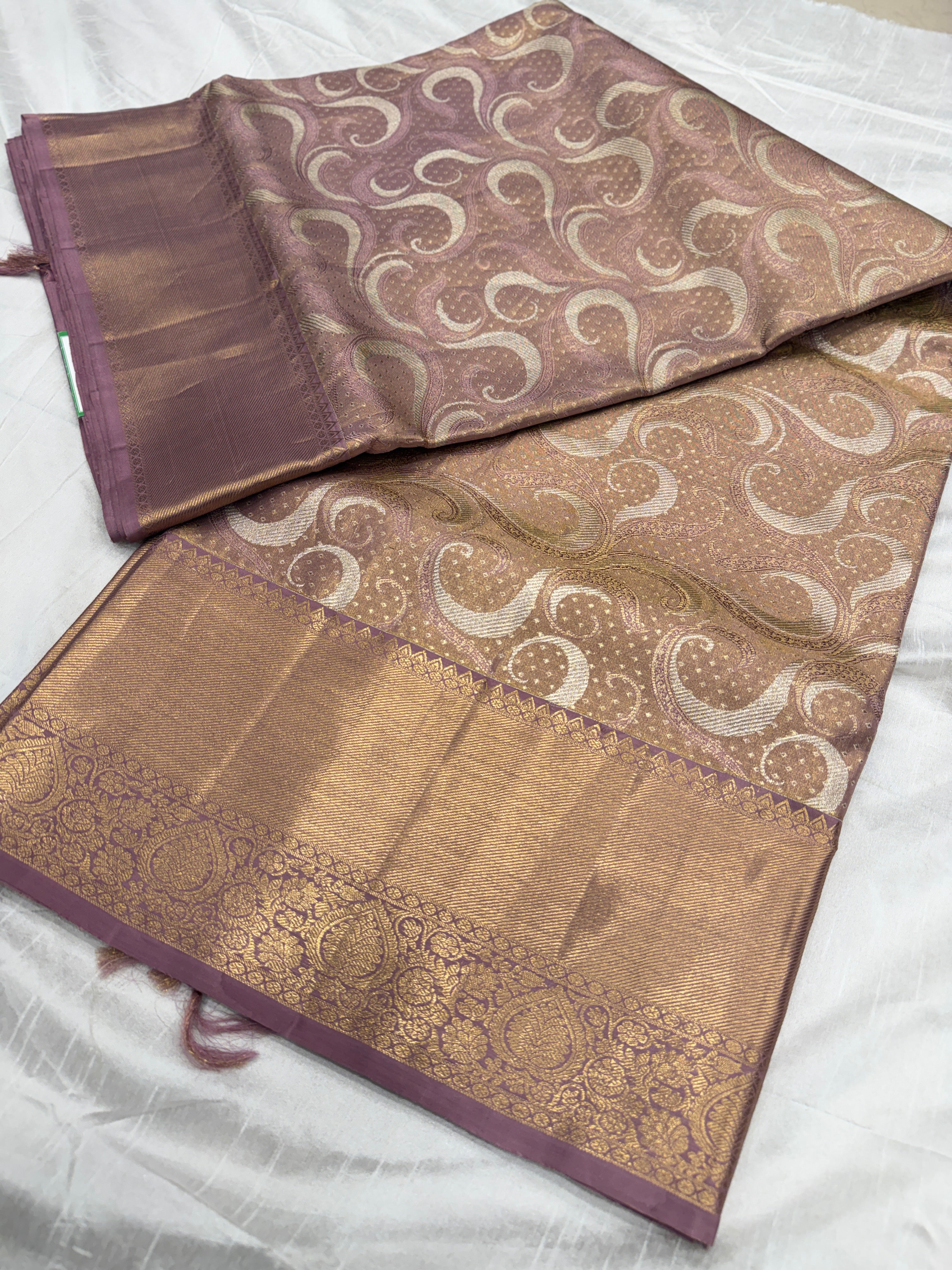 Mauve Contemporary Sona Roopa Handloom Kanjivaram Tissue Silk Saree