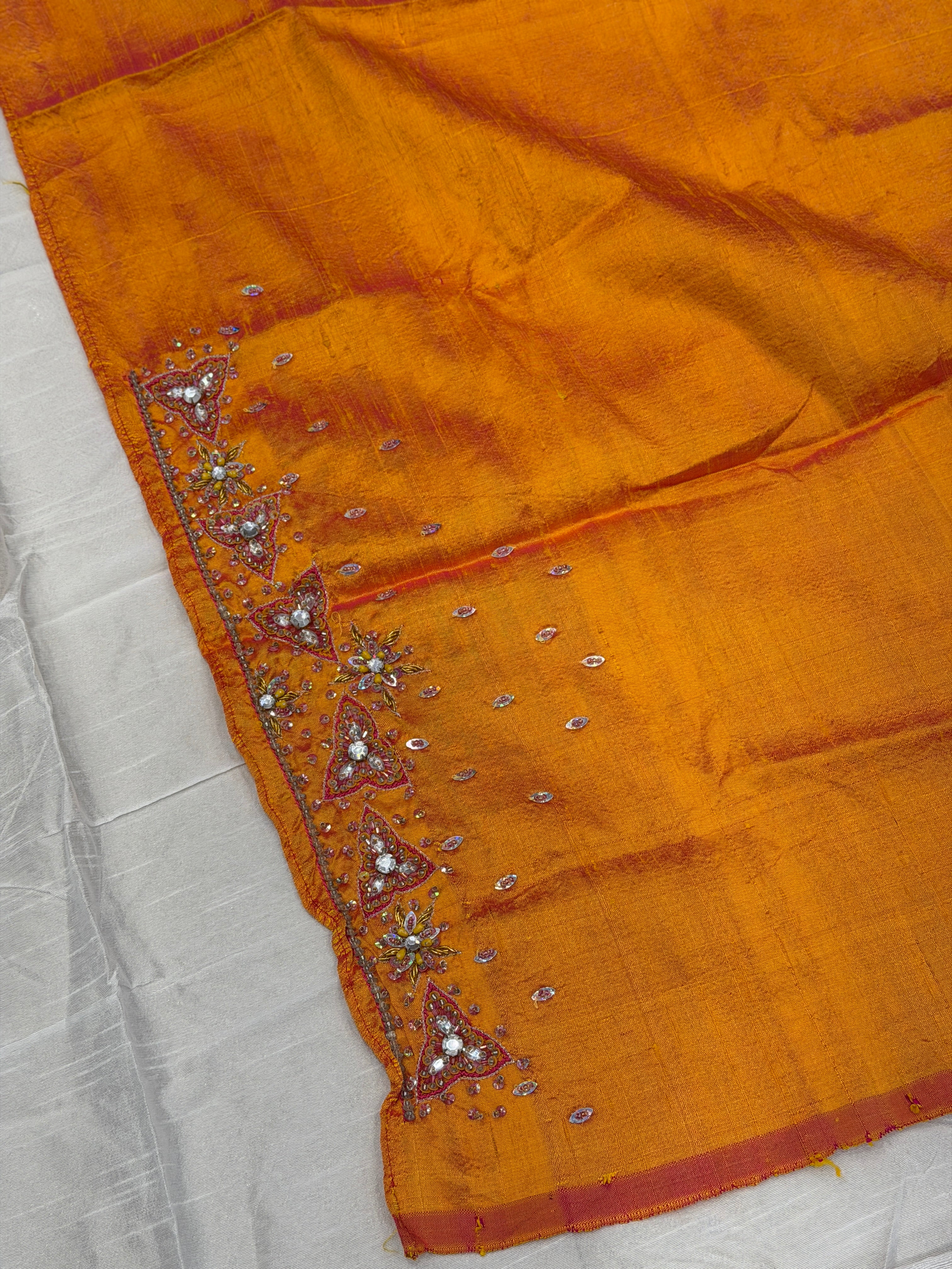 Orange Silk Fancy Zardosi Blouse Piece