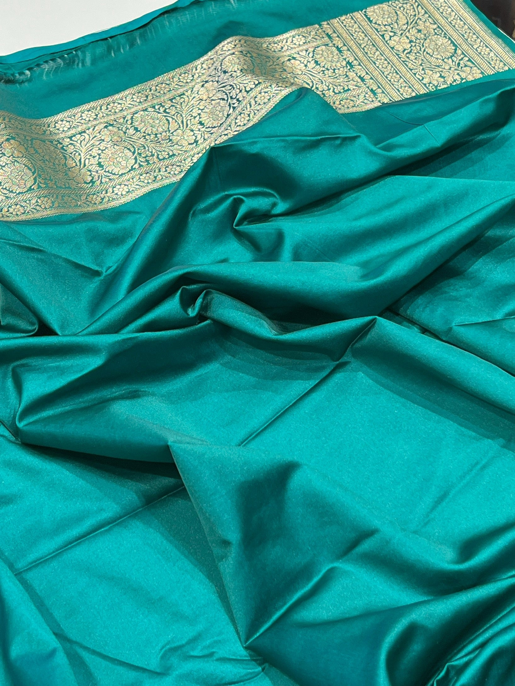 Warm Teal Green Banarasi Silk Saree