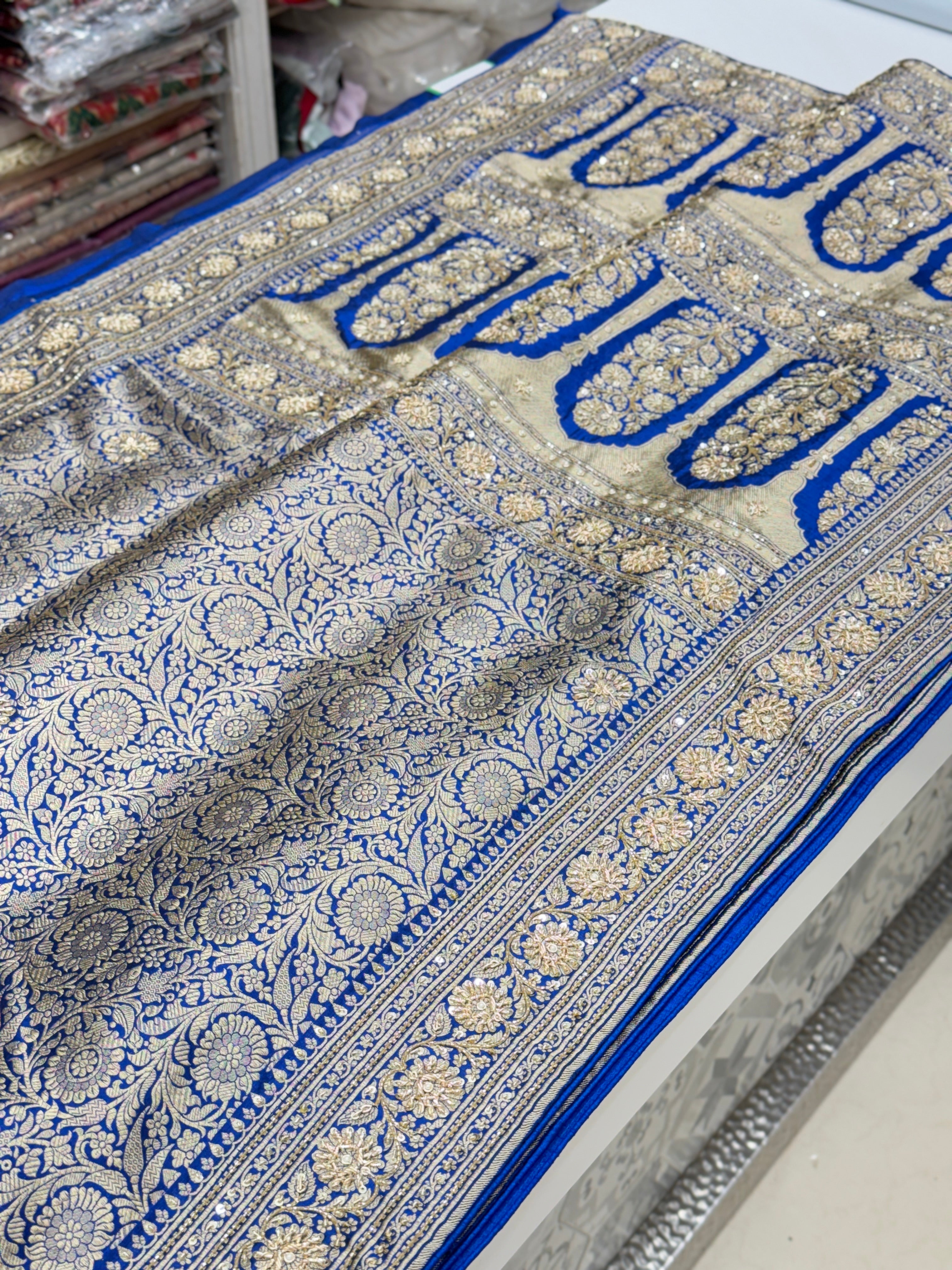 Blue Katan Zardosi Banarasi Saree