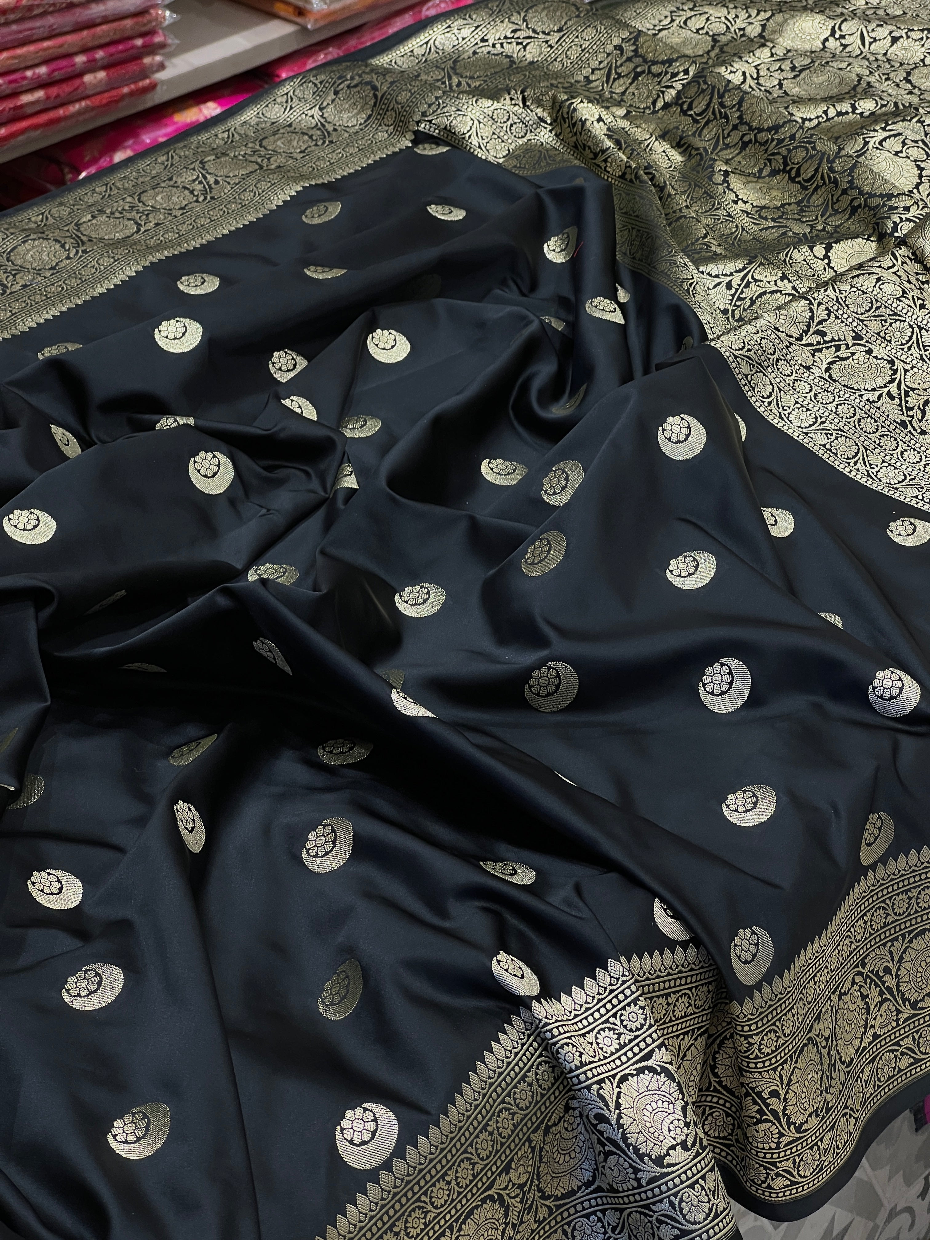 Black Banarasi Chand Butti Saree