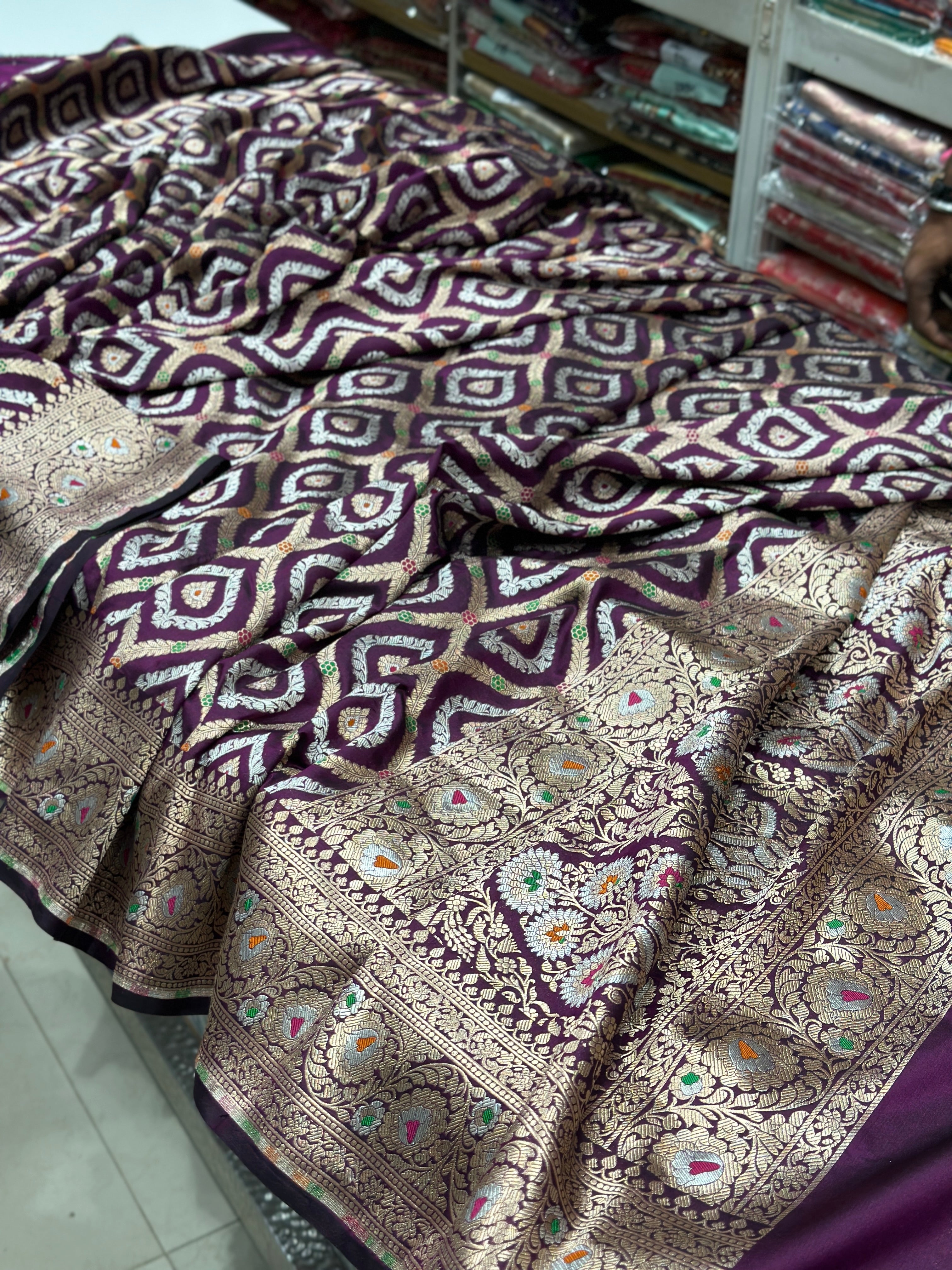 Violet Tilfi Katan Banarasi Silk Saree