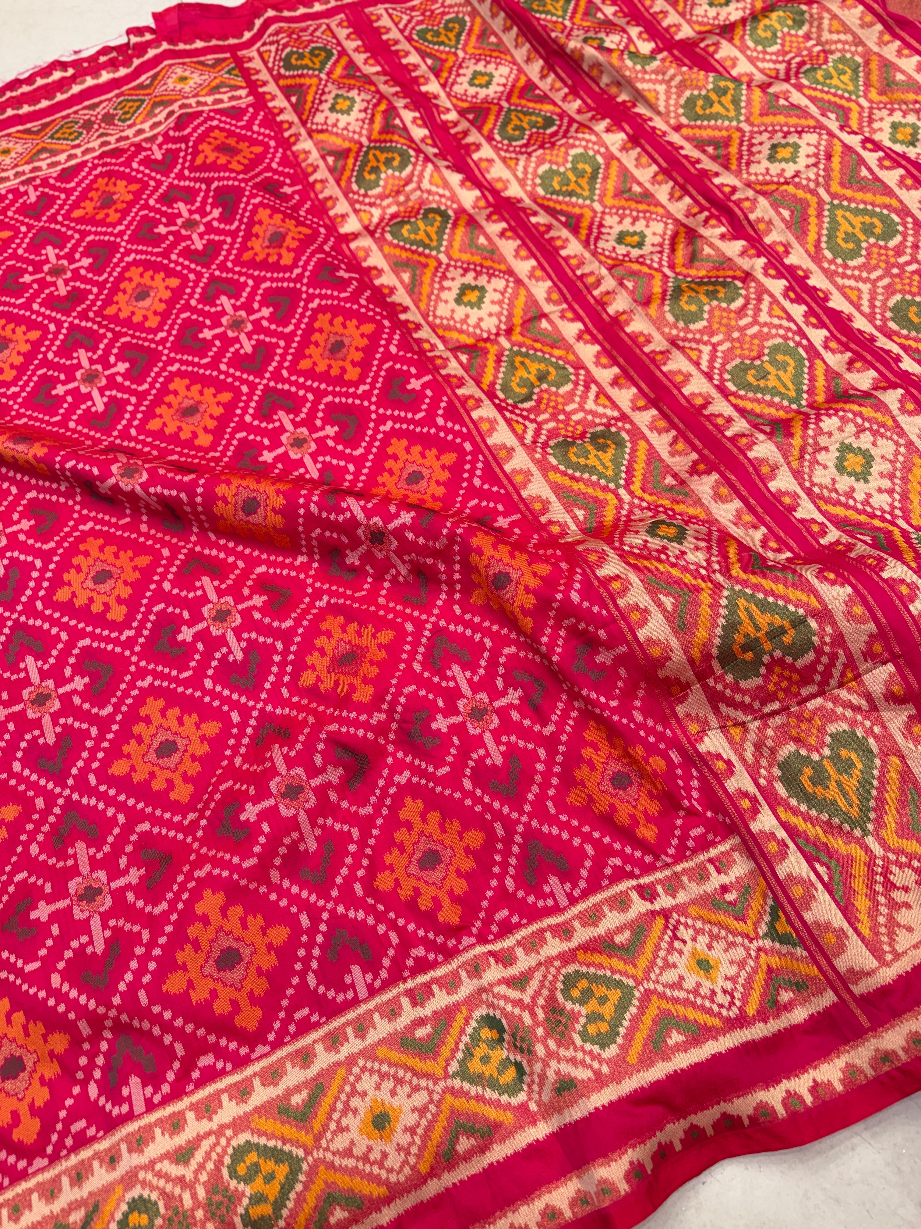 Rani Pink Ratan Chowk Semi Silk Weaved Patan Patola Saree
