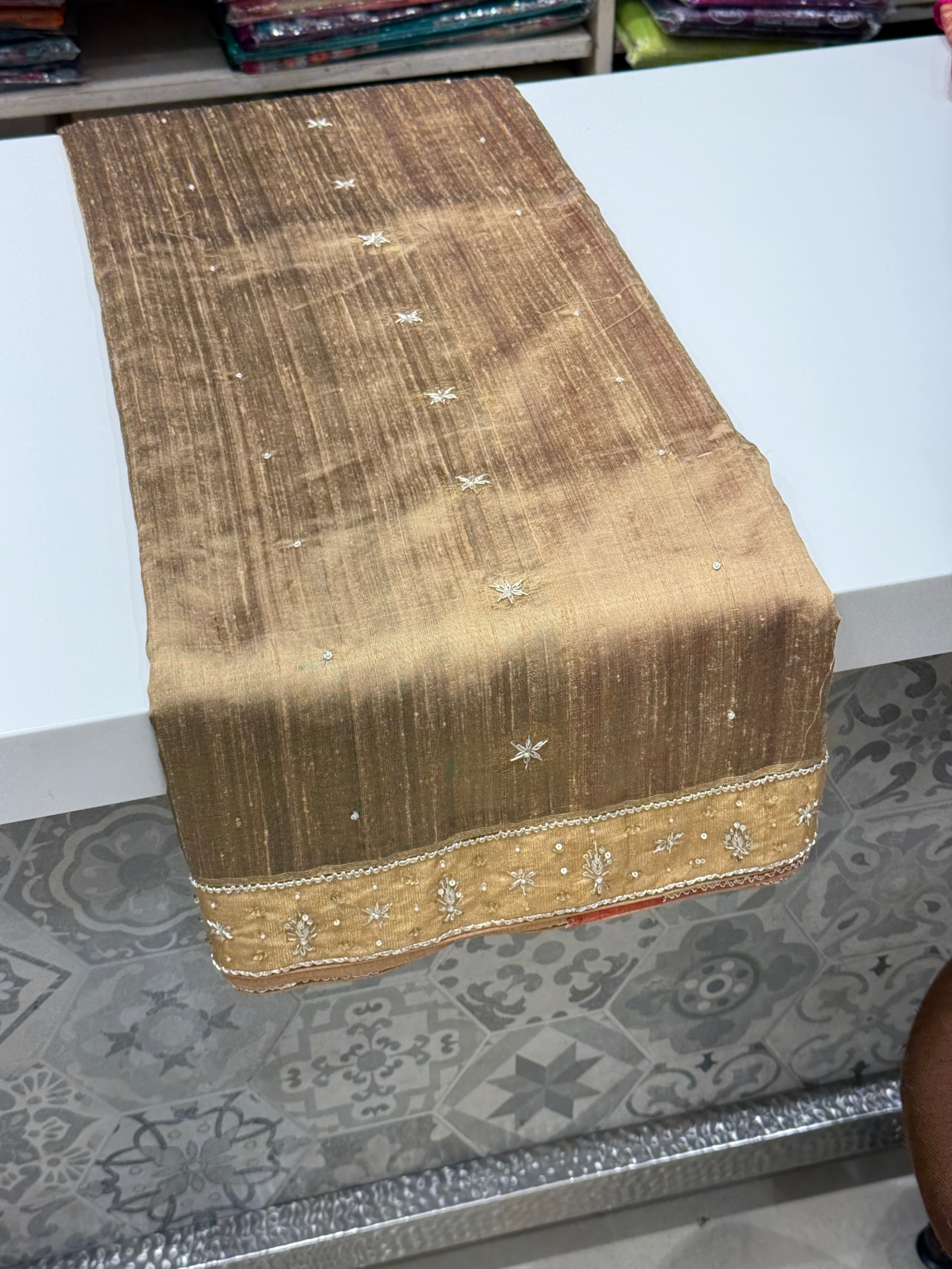 Tussor Kanjivaram Hand Embroidery Saree
