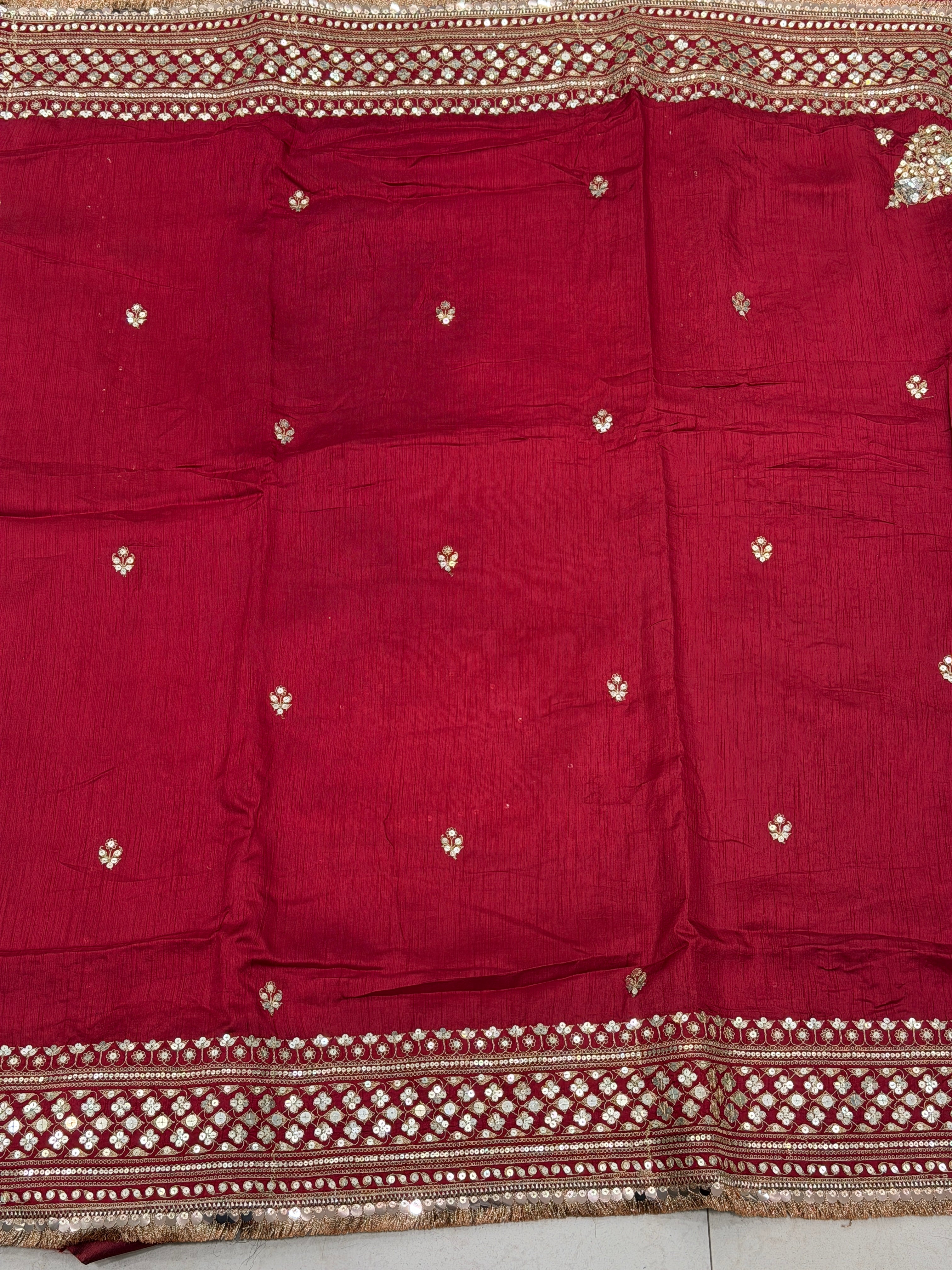 Maroon Marodi Embroidery Sabyasachi Inspired Pure Silk Butti Saree